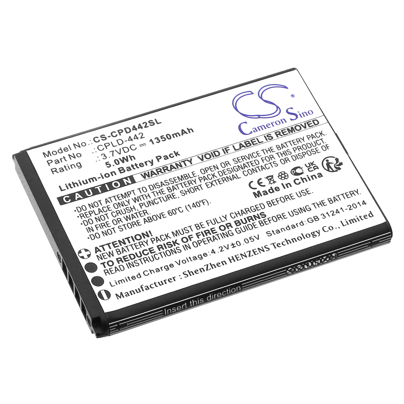 Coolpad Belleza CP3321 CP3321ST CPLD-442 Replacement Battery - 3.7V 1350mAh Lithium-Ion Pack
