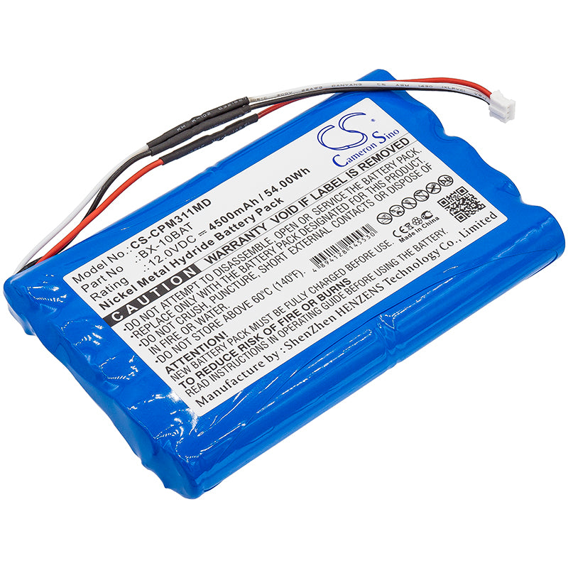 12V 4500mAh Ni-MH Replacement Battery for Baxter Duxeo BX10 Monitor & Colin Press-Mate Pal 3110
