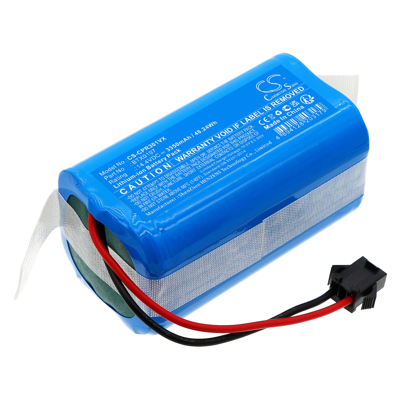 3350mAh 14.4V Li-ion Battery Replacement for Concept VR3000, Ultenic D6s, Mellerware City Move Robot Vacuum
