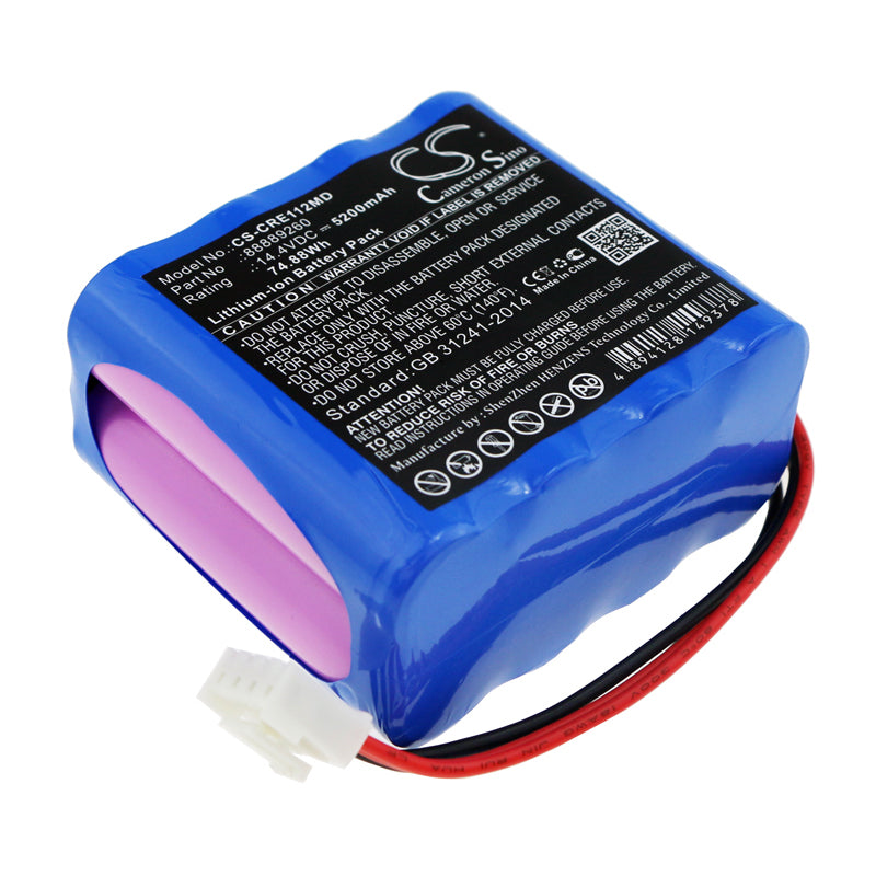 5200mAh 14.4V Li-ion Replacement Battery for Carewell/Kelly ECG-1112, ECG-1201 ECG Monitor
