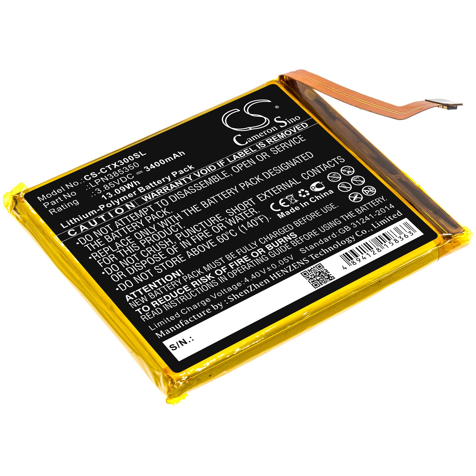 3400mAh Replacement Battery for Crosscall Trekker X3, Core-X3, Action-X3 - 3.85V Li-Polymer
