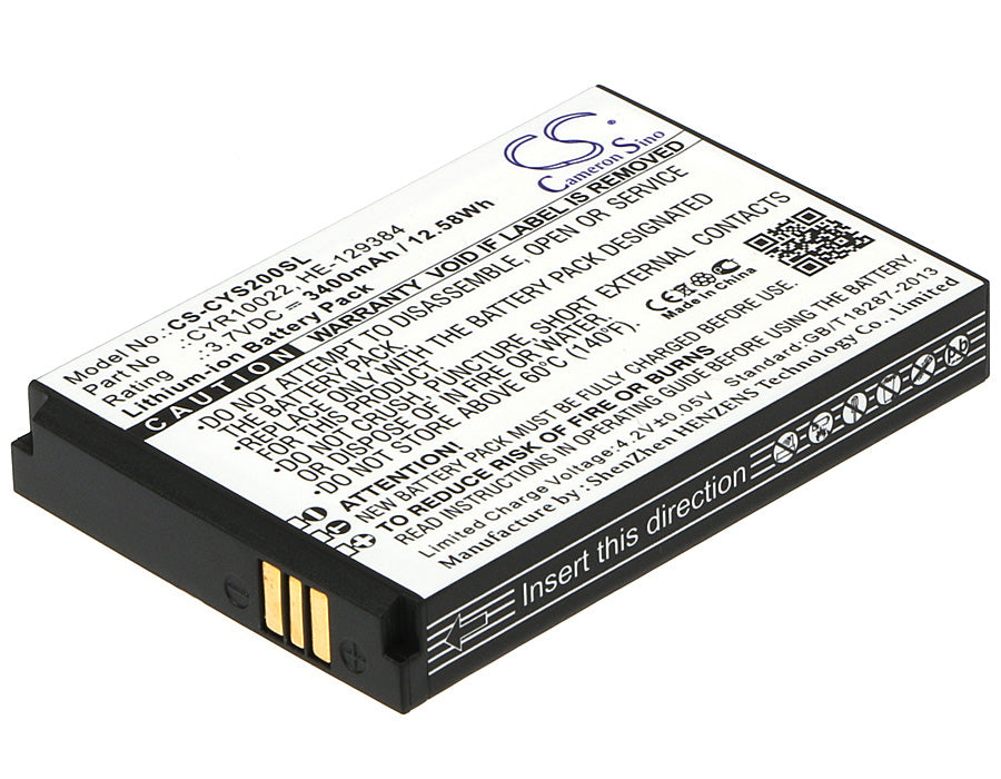 3400mAh Li-ion Replacement Battery for Cyrus CS20 Smartphone - 3.7V, Fits CYR10022, HE-129384, 69x47.7x10.4mm
