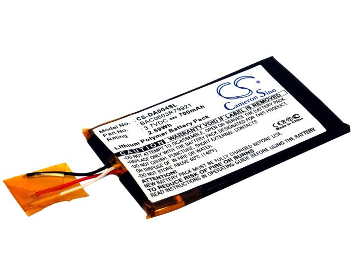 Creative Zen Wav Media Player Battery Replacement: 700mAh 3.7V Li-Polymer - BAC0603R79921, 57.54x33.02x3.95mm
