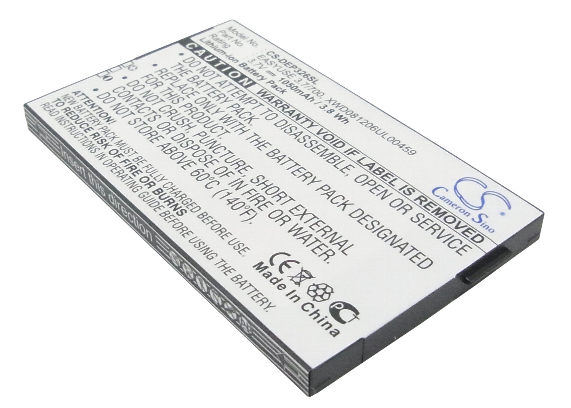 1050mAh 3.7V Li-ion Replacement Battery for Doro PhoneEasy 326, 328 & HandlePlus 326i Cell Phones
