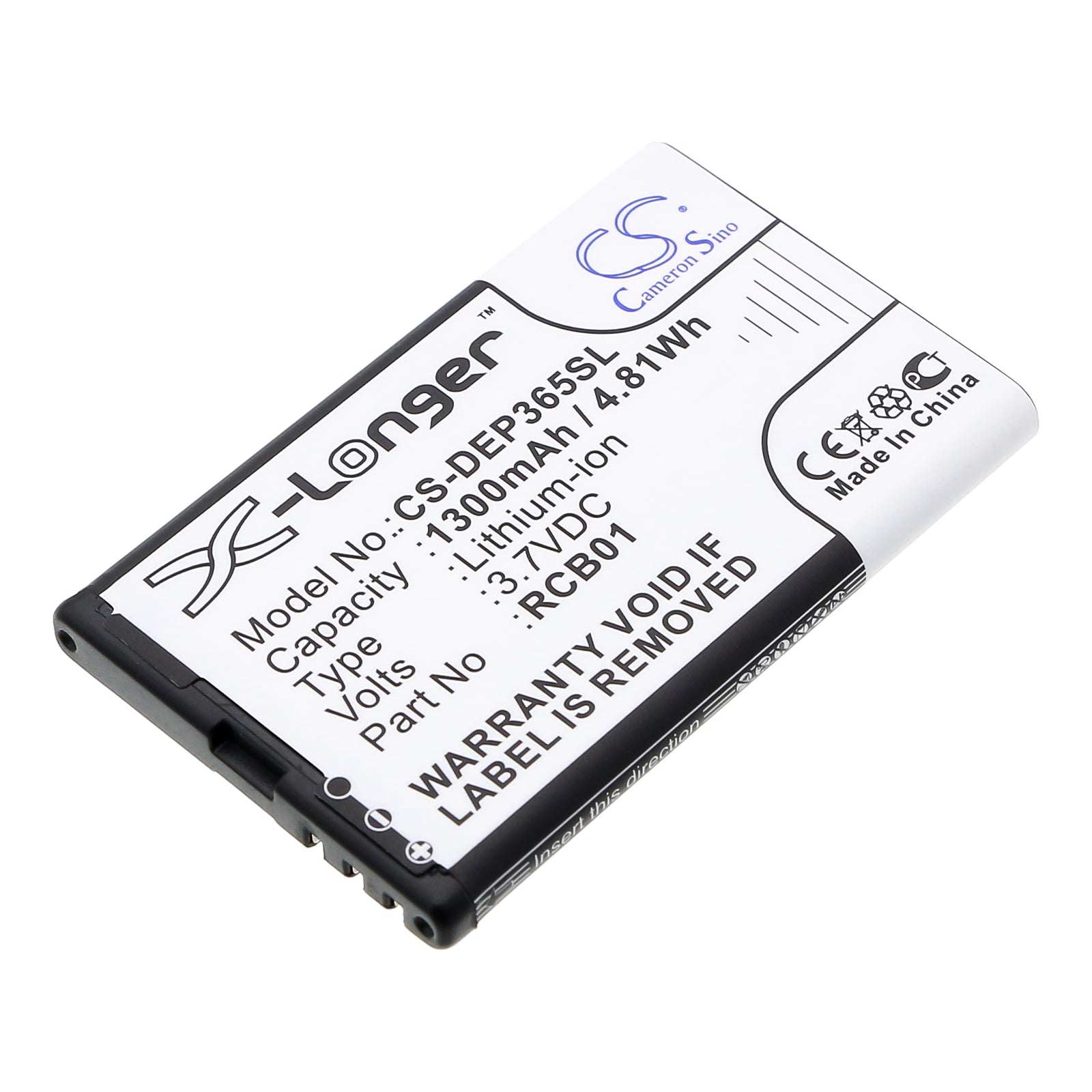Aligator C200 & Doro Primo 365 Replacement Battery - 3.7V 1300mAh Li-ion (60x38.12x5.75mm)
