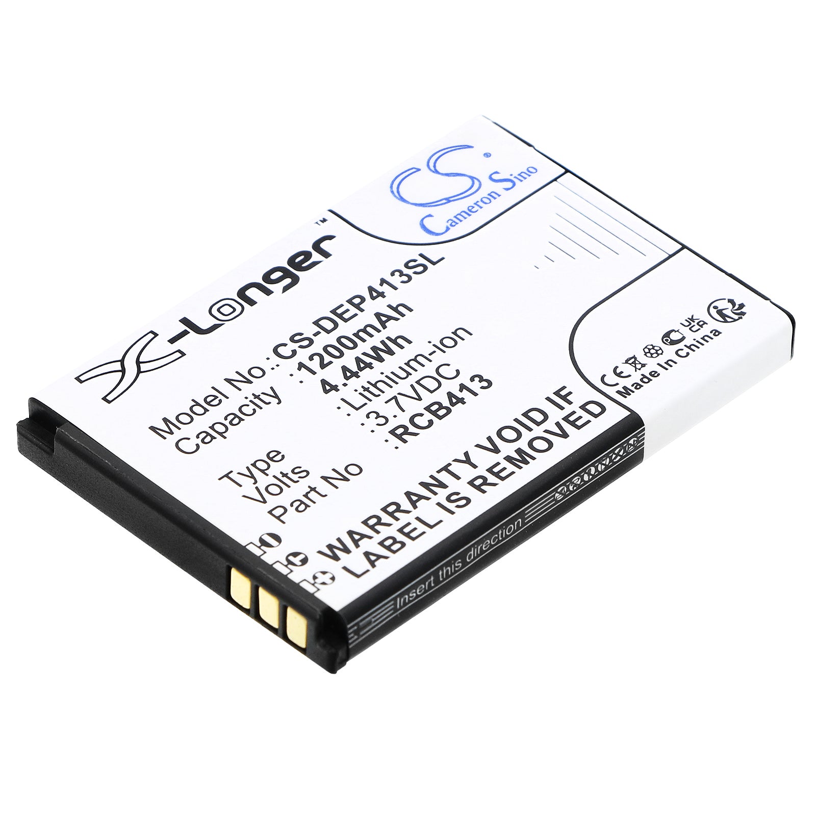 1200mAh Replacement Battery for Doro Primo 413, 406, 414 Smartphones - 3.7V Li-ion, Exact Fit (53.45x36.88x5.75mm)

