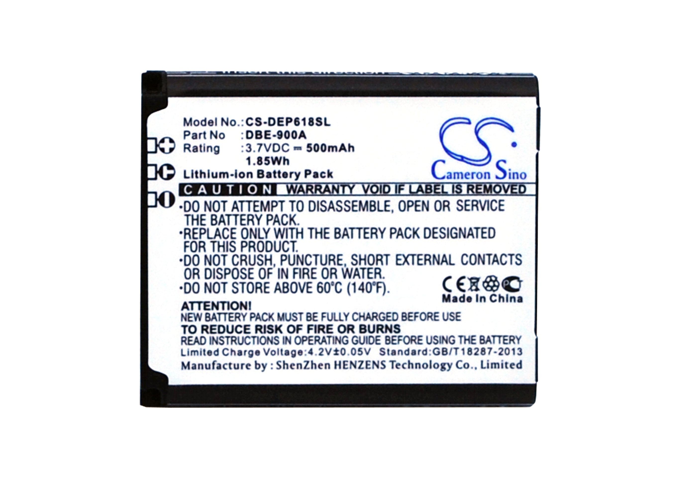 500mAh Replacement Battery for Doro PhoneEasy 618 Mobile Smartphone, 3.7V Li-ion, DBE-900A
