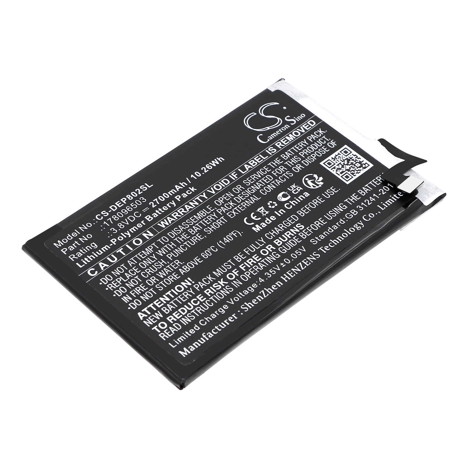 2700mAh Replacement Battery for Doro 8020X/8020X LTE Smartphones - 3.8V Li-Polymer 
