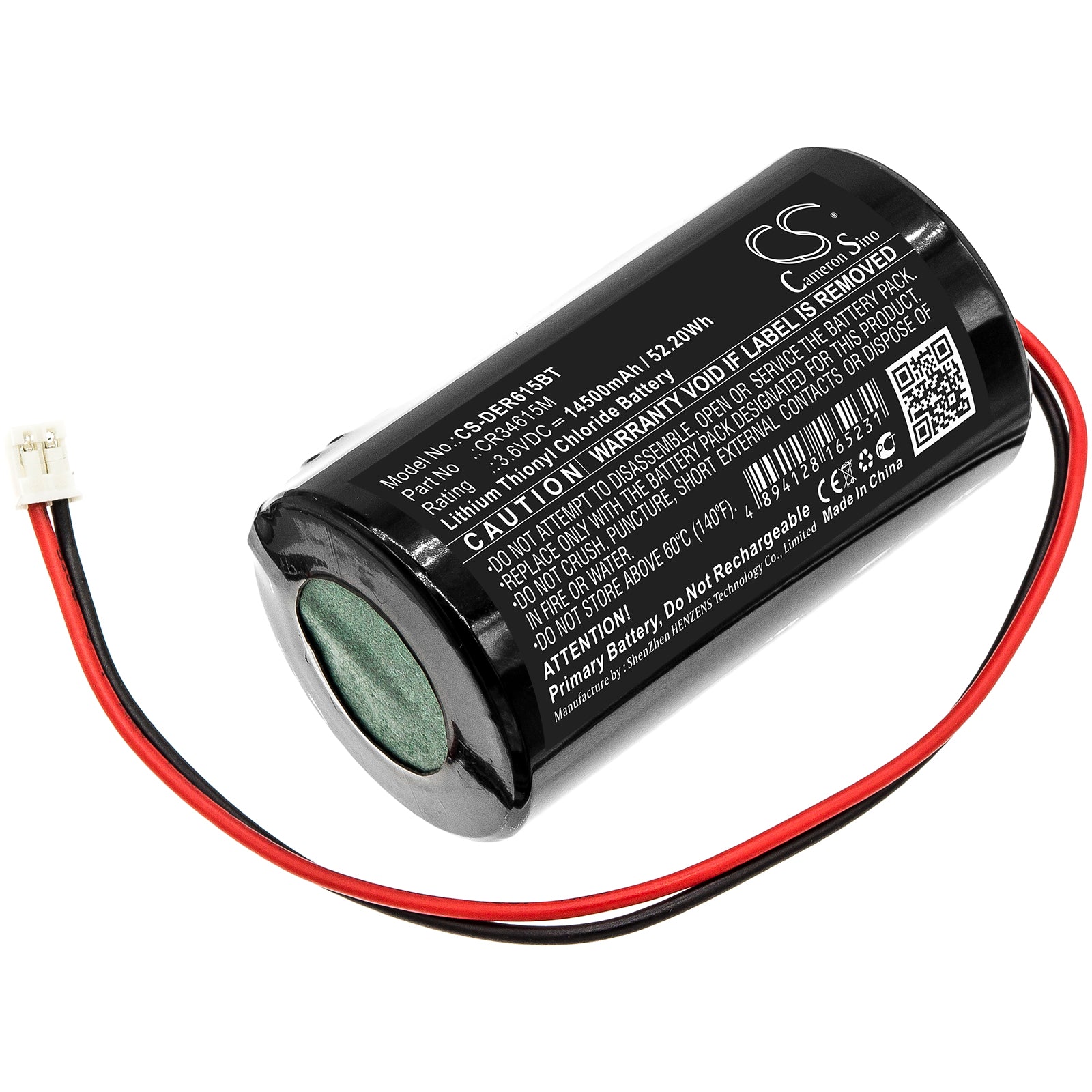 Pyronix Enforcer Deltabell Siren Alarm Battery - 14500mAh, 3.6V Li-SOCl2 Replacement (60.7x34.3x33.2mm) High Capacity
