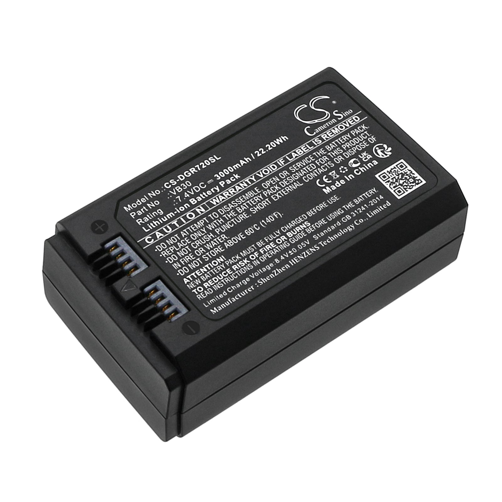 7.4V 3000mAh Li-ion Battery VB30 for Godox V1 Pro, V850III, V860III, MF-R76, Ring 72, AD100 Pro Speedlight Flash Units
