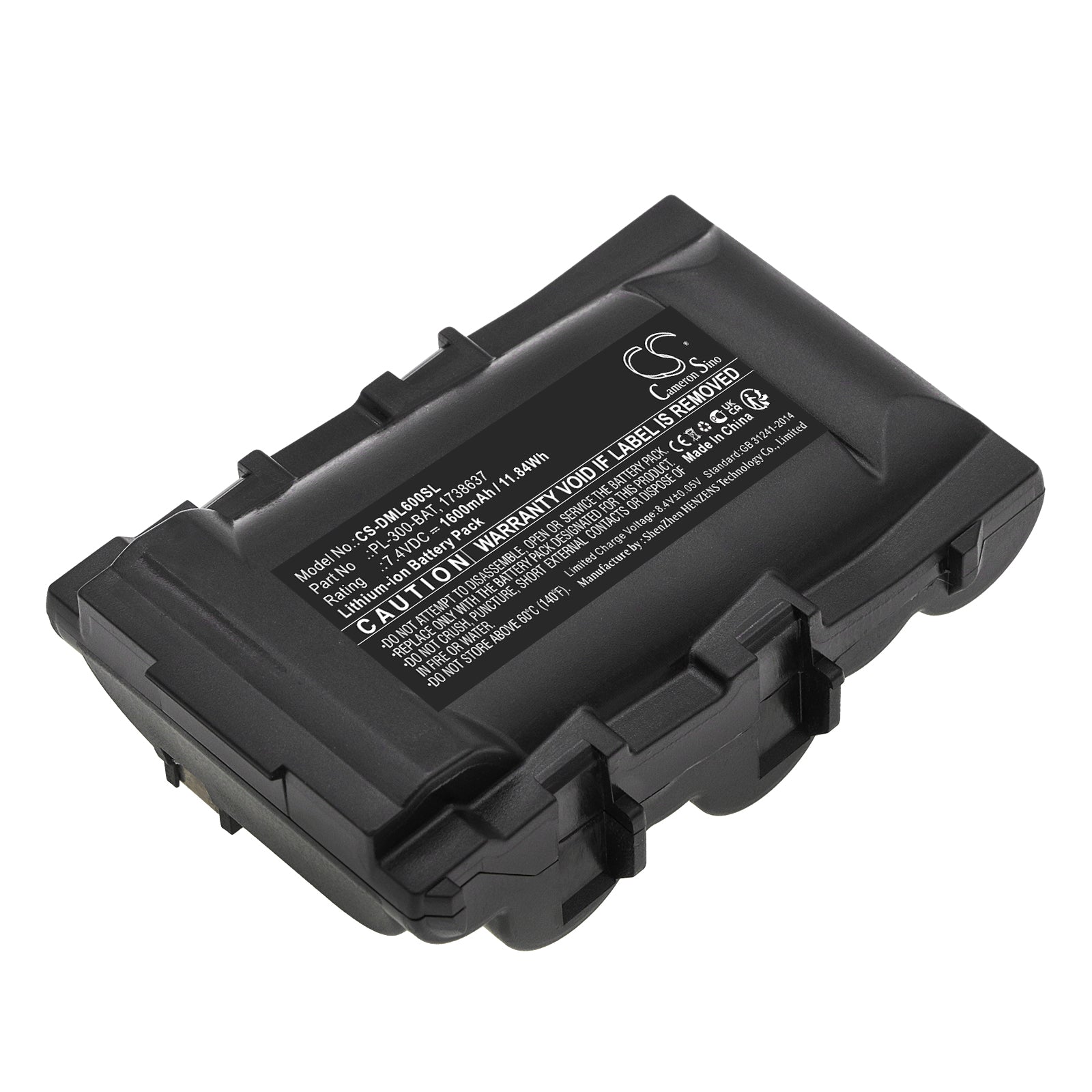 7.4V 1600mAh Li-ion Replacement Battery for 3M PL300 Portable Printer & DYMO Rhino 5000/6000
