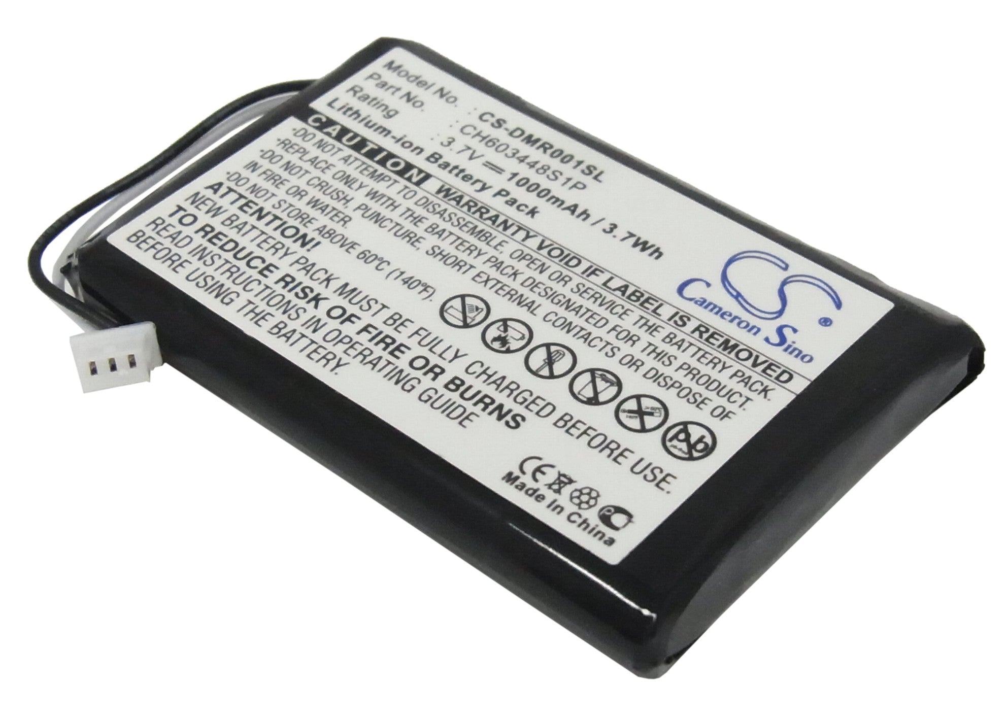 ESPN DMR-1 Remote Battery Replacement - 1000mAh 3.7V Li-ion - Compatible DMR1, CH603448S1P - Size 52.2x34.3x6.4mm
