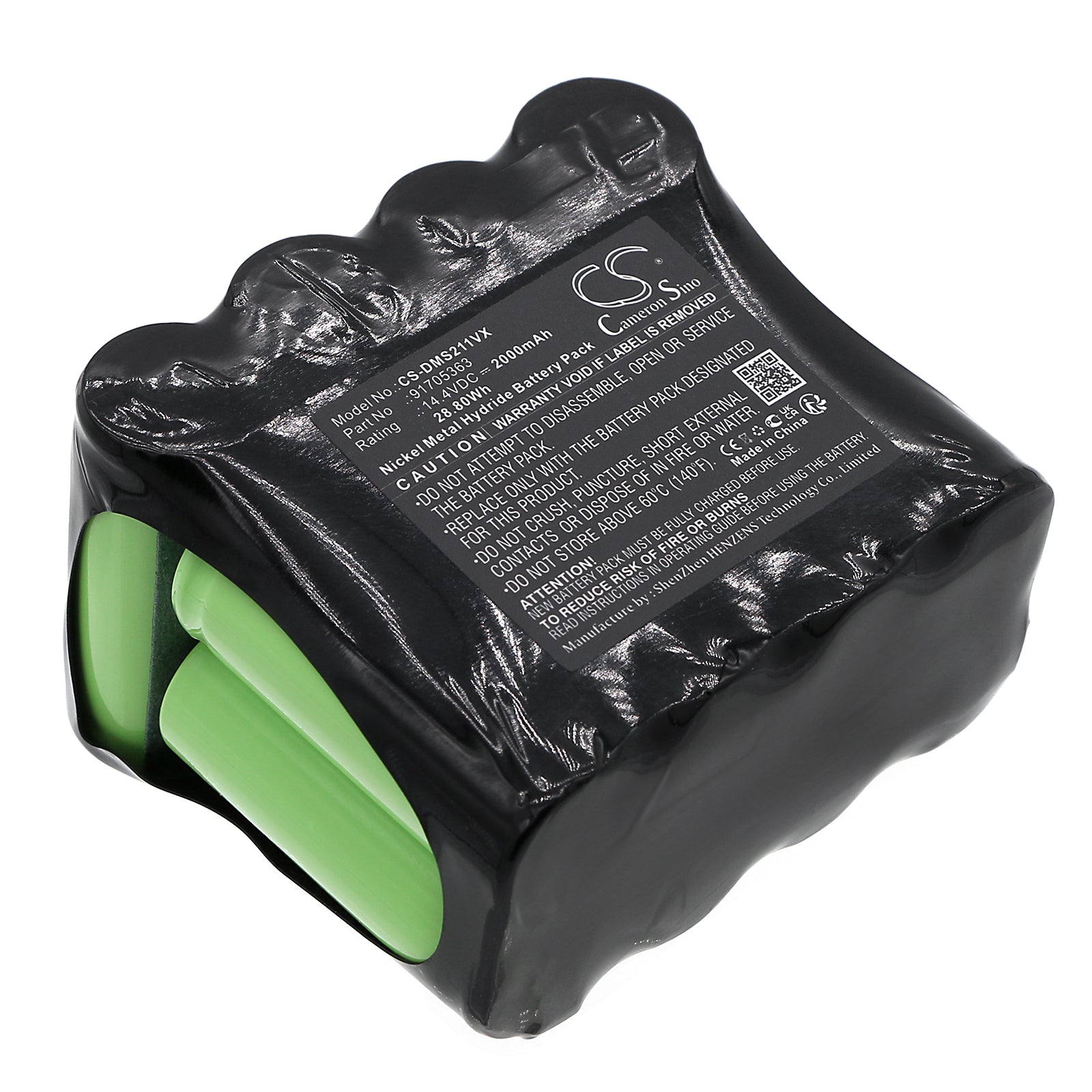 2000mAh Ni-MH 14.4V Replacement Battery for Domo DO211S/DO203S Vacuum & Wintonic (67.2x60.2x43.3mm)
