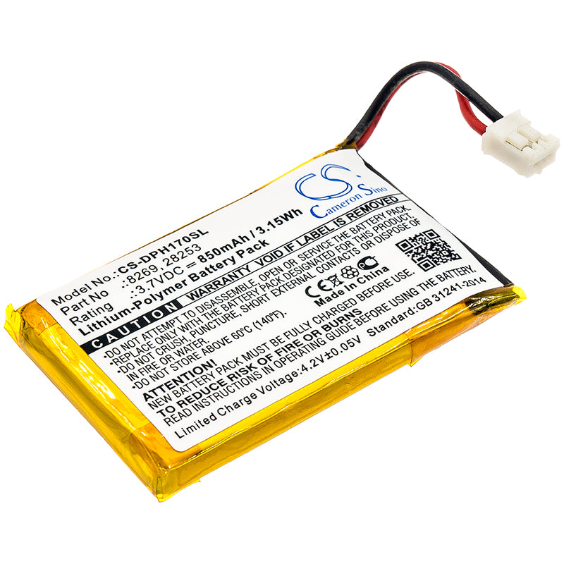 850mAh Battery for Marmitek DoorPhone 170, 210, VDP210BP Security Camera - 3.7V Li-Polymer Replacement
