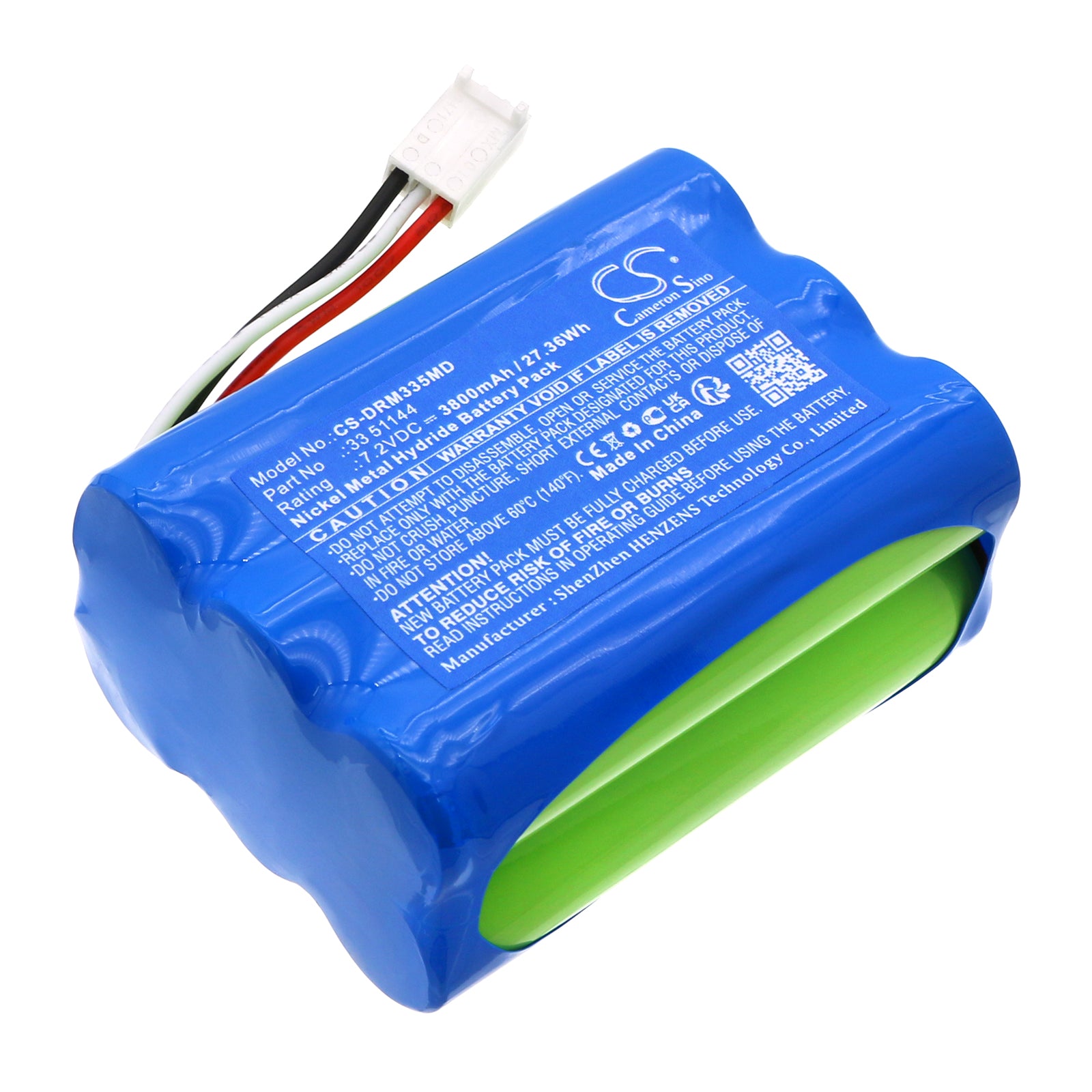 7.2V 3800mAh Ni-MH Replacement Battery for Dräger PSS Merlin SCBA - Firefighting Air Pack Power, 68x51x34mm
