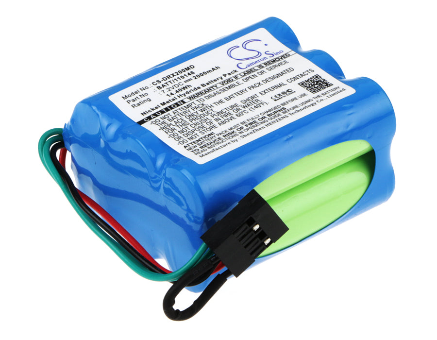 7.2V 2000mAh Ni-MH Replacement Battery for Drager Oxylog 2000 Ventilator & LifePak 250
