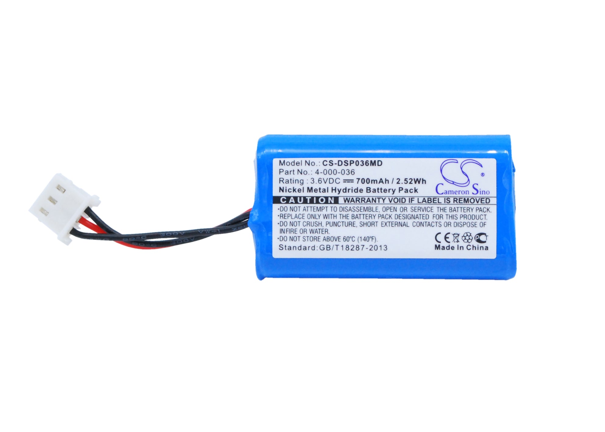 3.6V 700mAh Ni-MH Battery for Drummond Pipet-Aid XL, XP2, PK, & XL - Replacement Battery Pack 4-000-36
