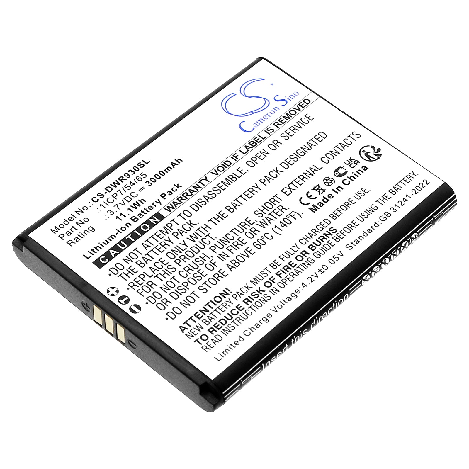 High-Capacity 3000mAh Replacement Battery for D-Link DWR-930M Mobile Hotspot - 3.7V Li-ion
