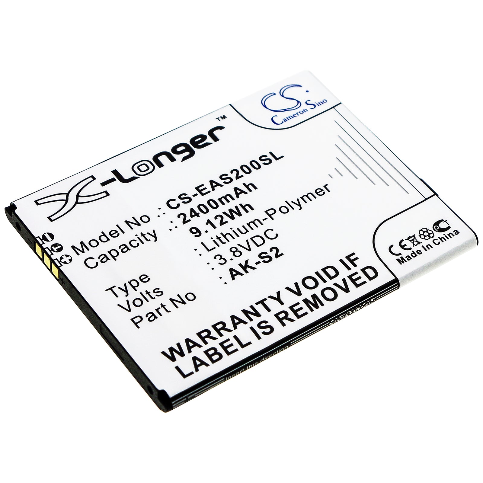 2400mAh Replacement Battery for Emporia Smart 2 - AK-S2, 3.8V Li-Polymer Phone Battery
