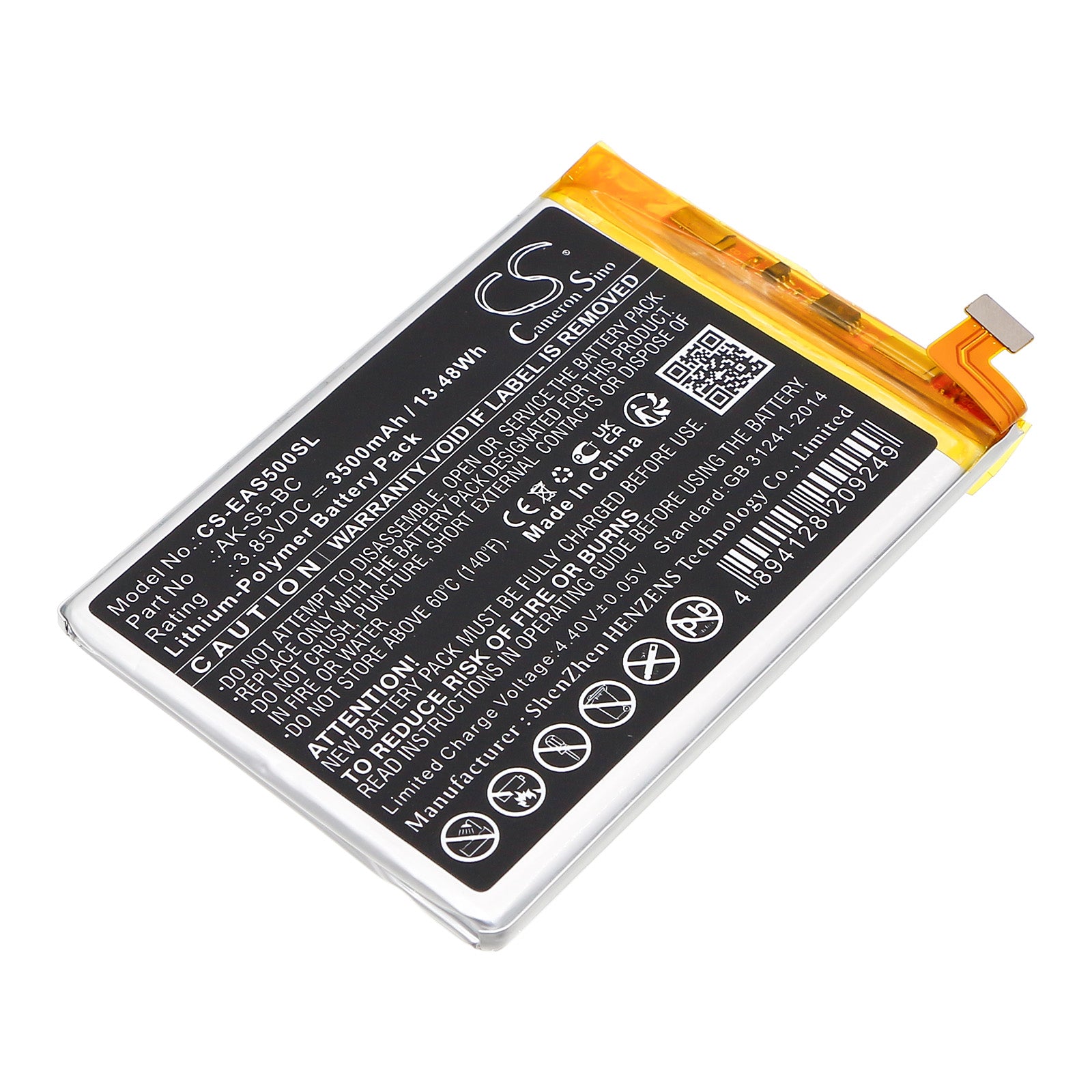 Emporia Smart 5 Battery Replacement: EMS5, AK-S5 (V2), 3500mAh Li-Polymer Mobile Phone Battery 
