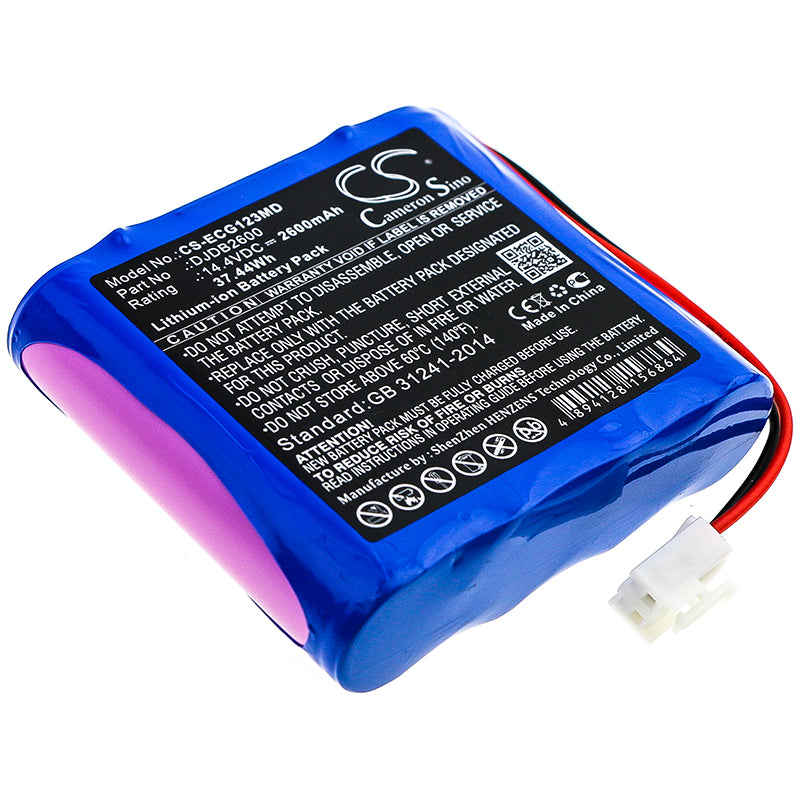 2600mAh Li-ion Replacement Battery for CMICS ECG-1230S/T ECG Monitor, 14.4V 37.44Wh, 73x69x19mm
