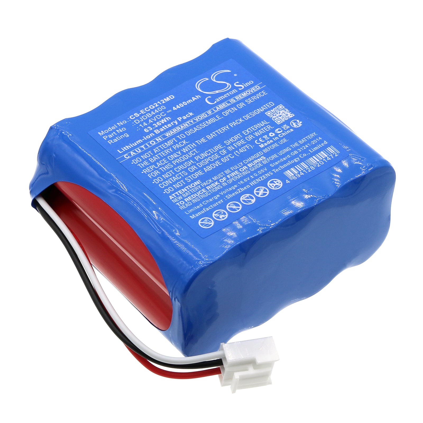 CMICS ECG-1212 Medical Device Battery - 4400mAh, 14.4V, 63.36Wh Li-ion, Replacement for DJDB4400 
