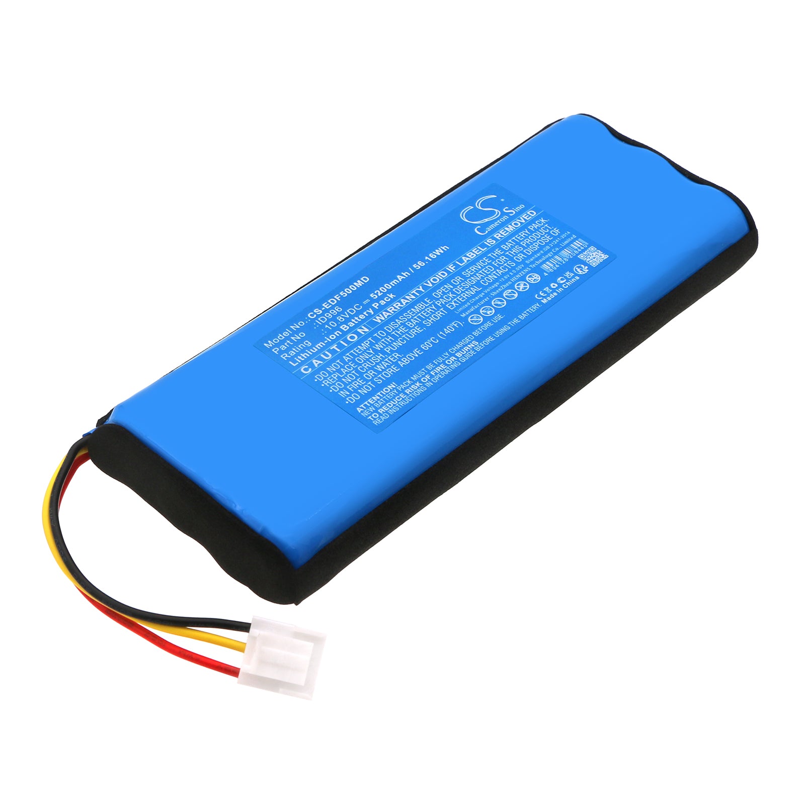 EDAN F15 & X12 Patient Monitor Replacement Battery, 5200mAh Li-ion, 10.8V, Replaces 01.21.064381 & ID996
