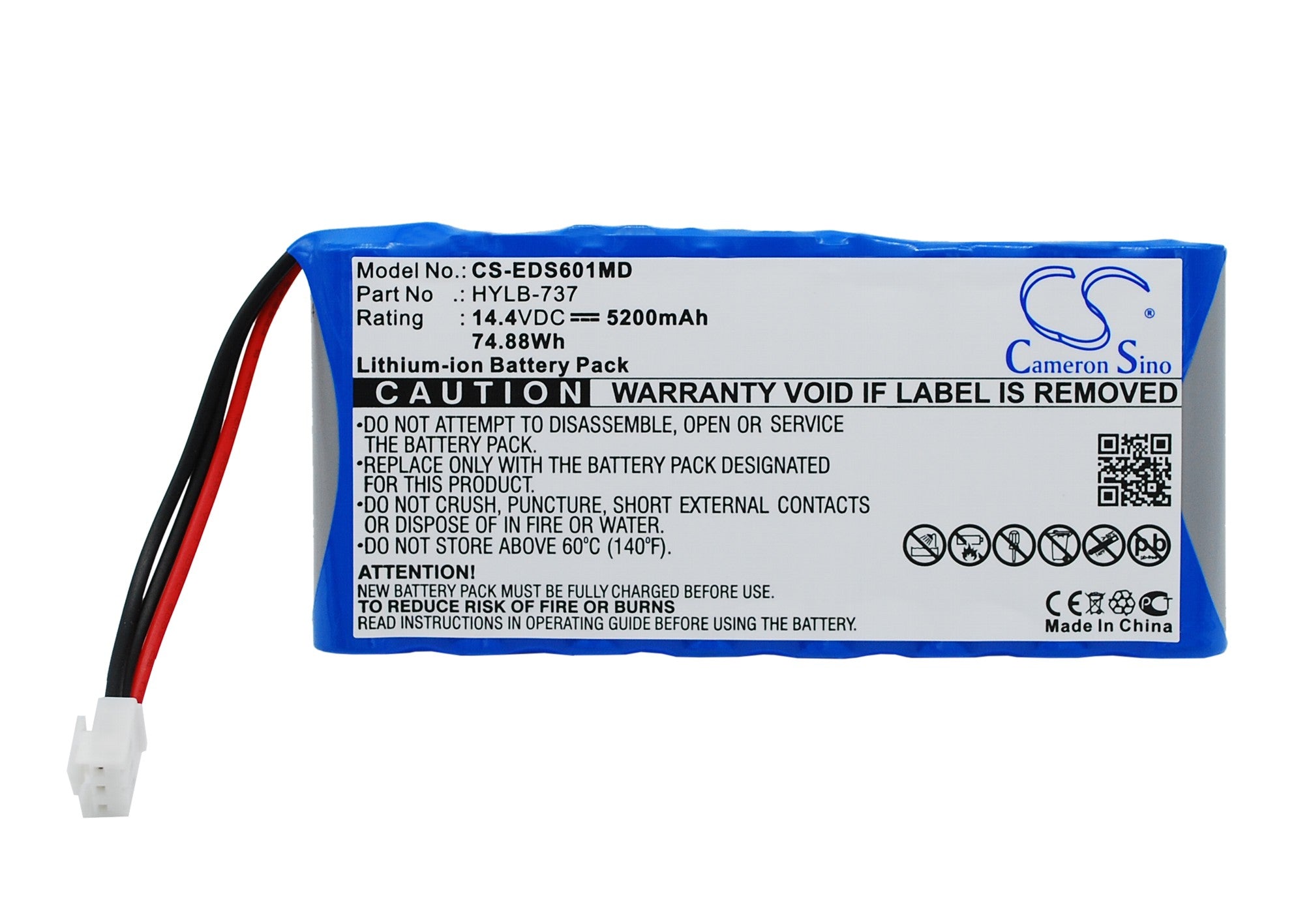 5200mAh Li-ion Battery for Burdick SE-1200 Express EKG & Spacelabs SL12 - 14.4V 74.88Wh - Replacement
