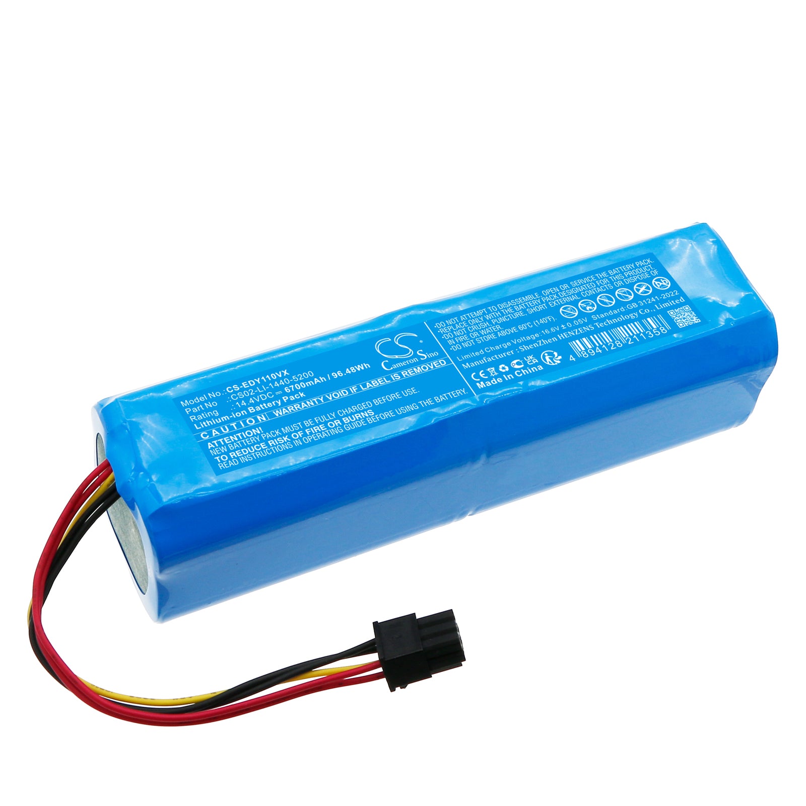 6700mAh 14.4V Li-ion Replacement Battery for Ecovacs Deebot Y1 & Y1 Plus Robot Vacuum, Upgrade CS02-LI-1440-5200
