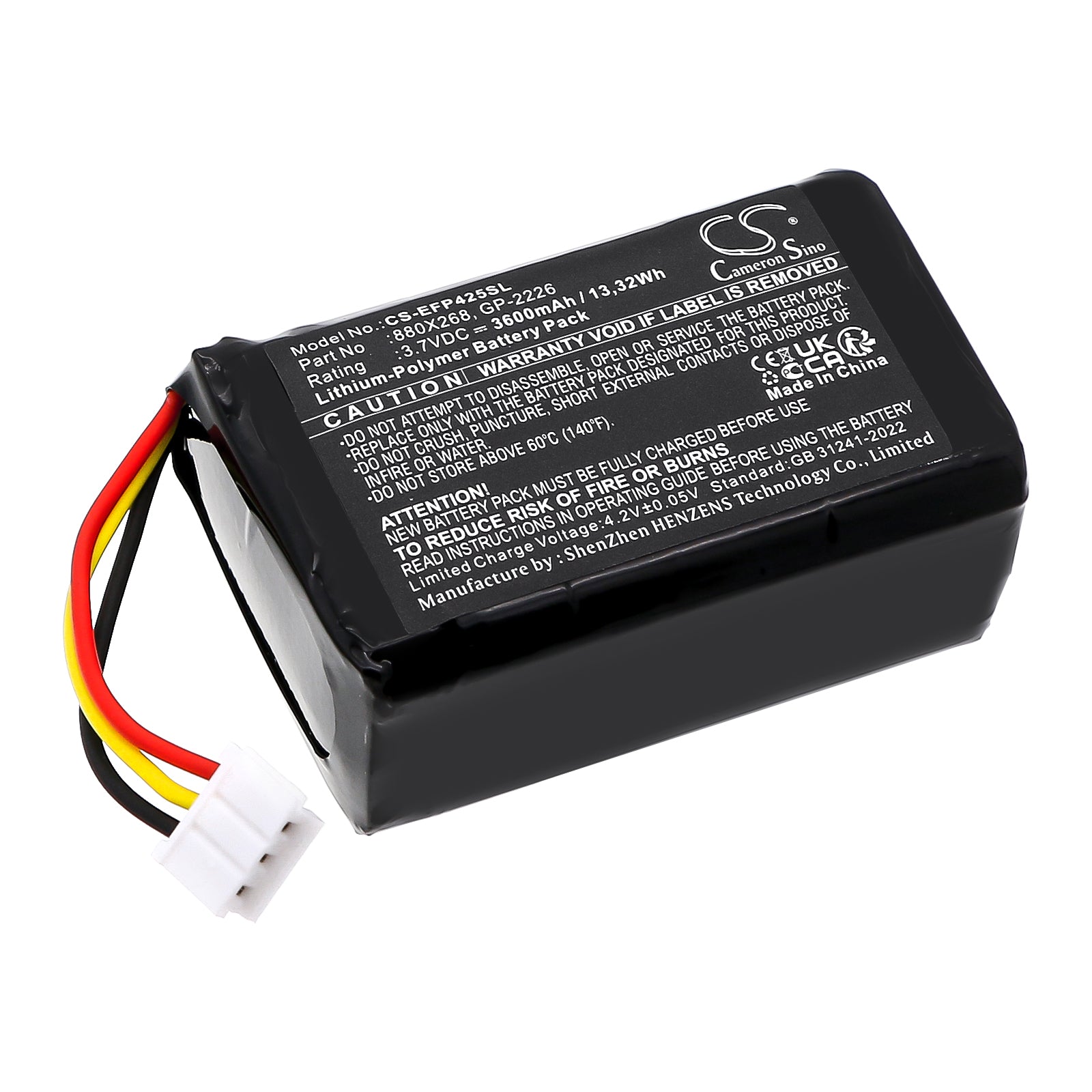 3600mAh Replacement Battery for EXFO FIP-425B/435B Fiber Inspection Probes (880X268, GP-2226)
