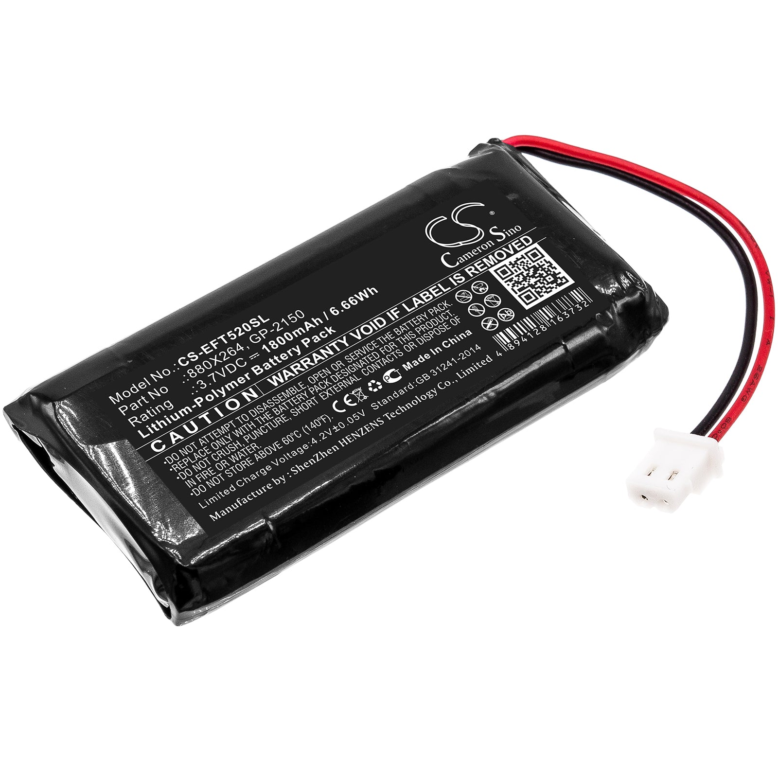 1800mAh Replacement Battery for EXFO FOT-5200 CWDM Channel Analyzer - 3.7V Li-Polymer Power Meter Battery