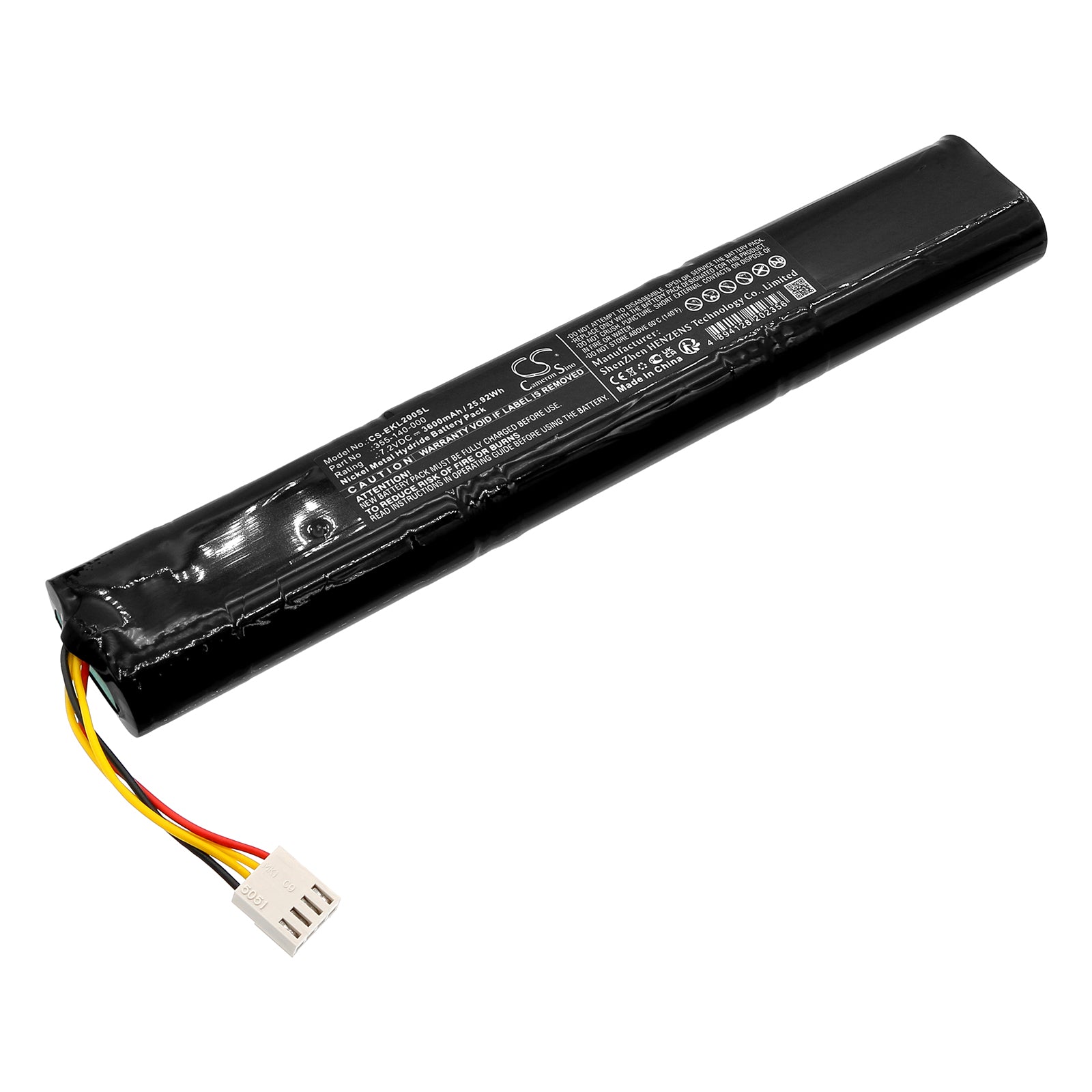7.2V 3600mAh Ni-MH Replacement Battery for Elektronika ELQ Survey Equipment - High Capacity Test Battery, 200x34x18mm
