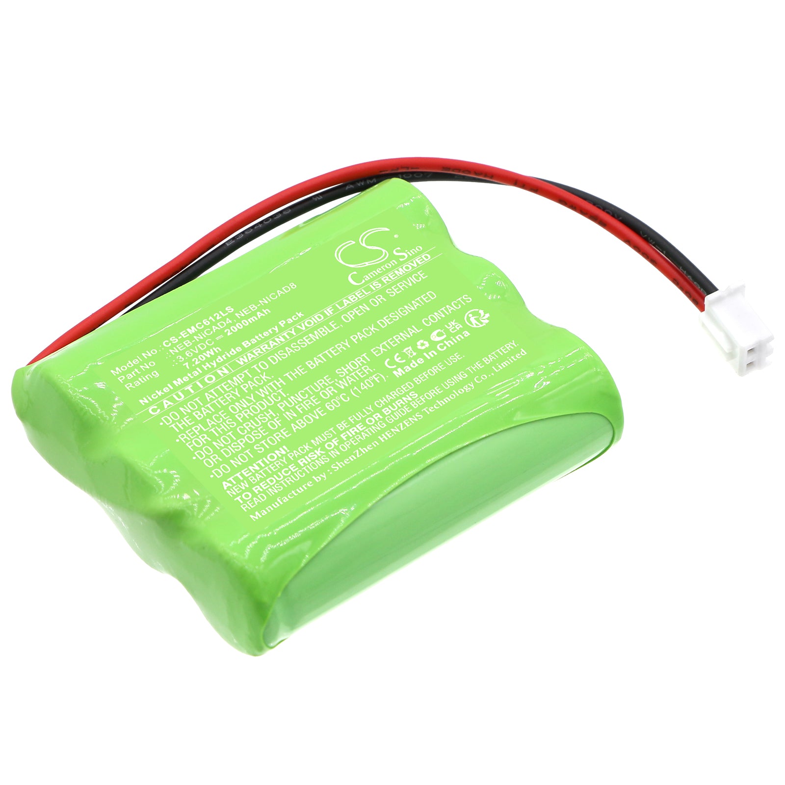 3.6V 2000mAh Ni-MH Battery for Nora Lighting NE-602LED, NE-612LED Emergency Lights (51.1x43x14.5mm)
