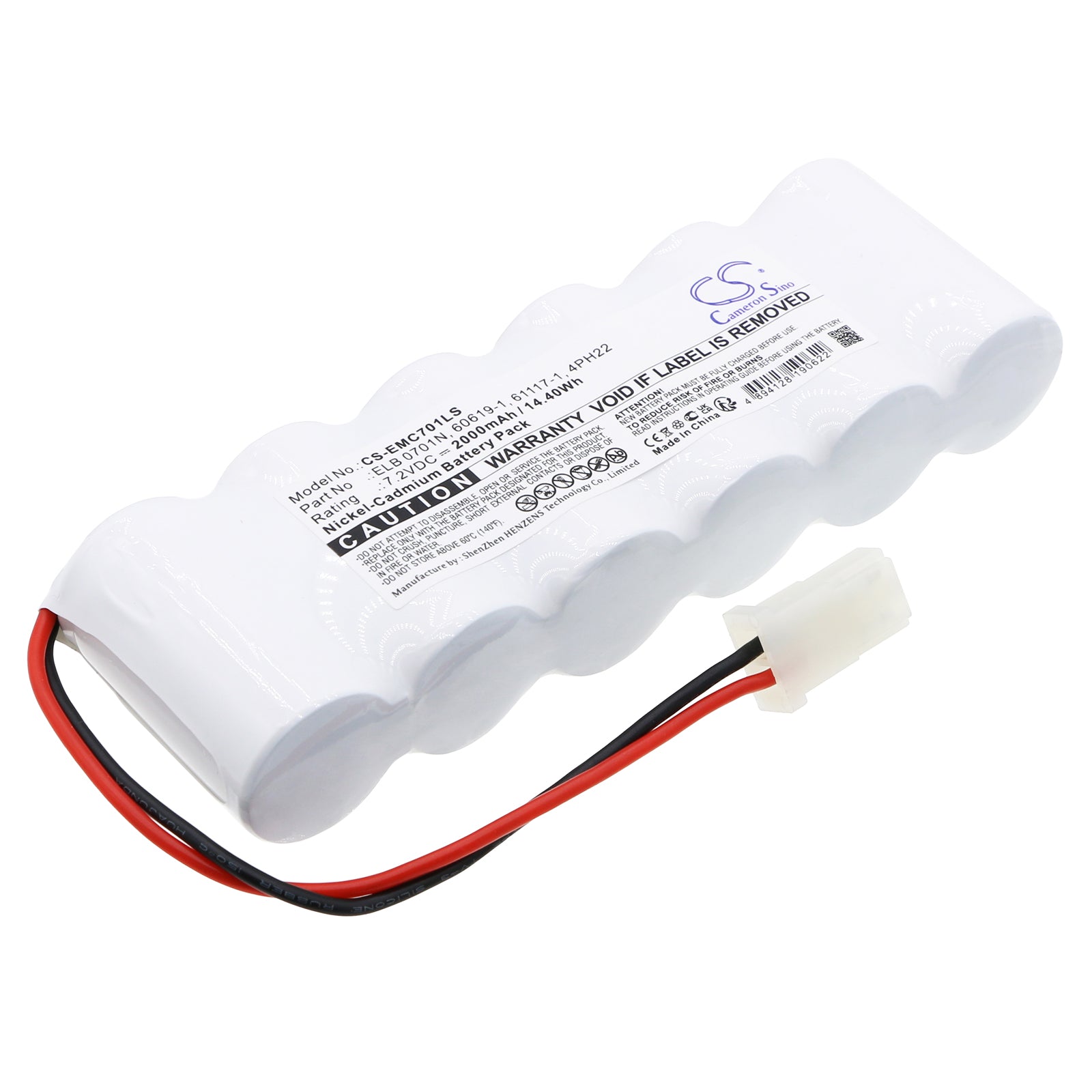 7.2V 2000mAh Ni-CD Emergency Light Battery - Lithonia LV S W R ELN UM, ELB 0701N Replacement

