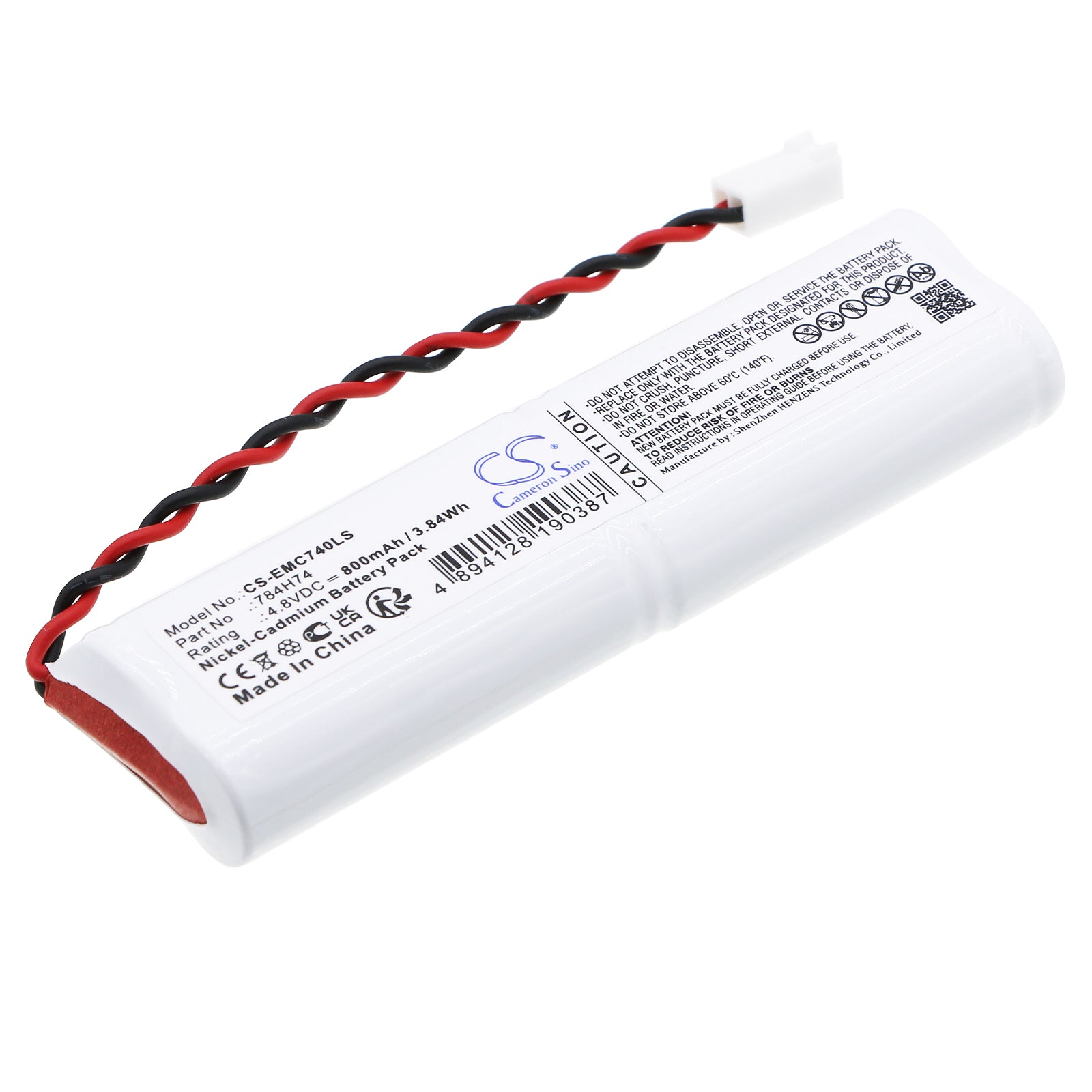 4.8V 800mAh Ni-CD Emergency Light Battery for DUAL-LITE SEWLDGBE SEWLDGWE 784H74 - 100x28.6x14.4mm Replacement Pack

