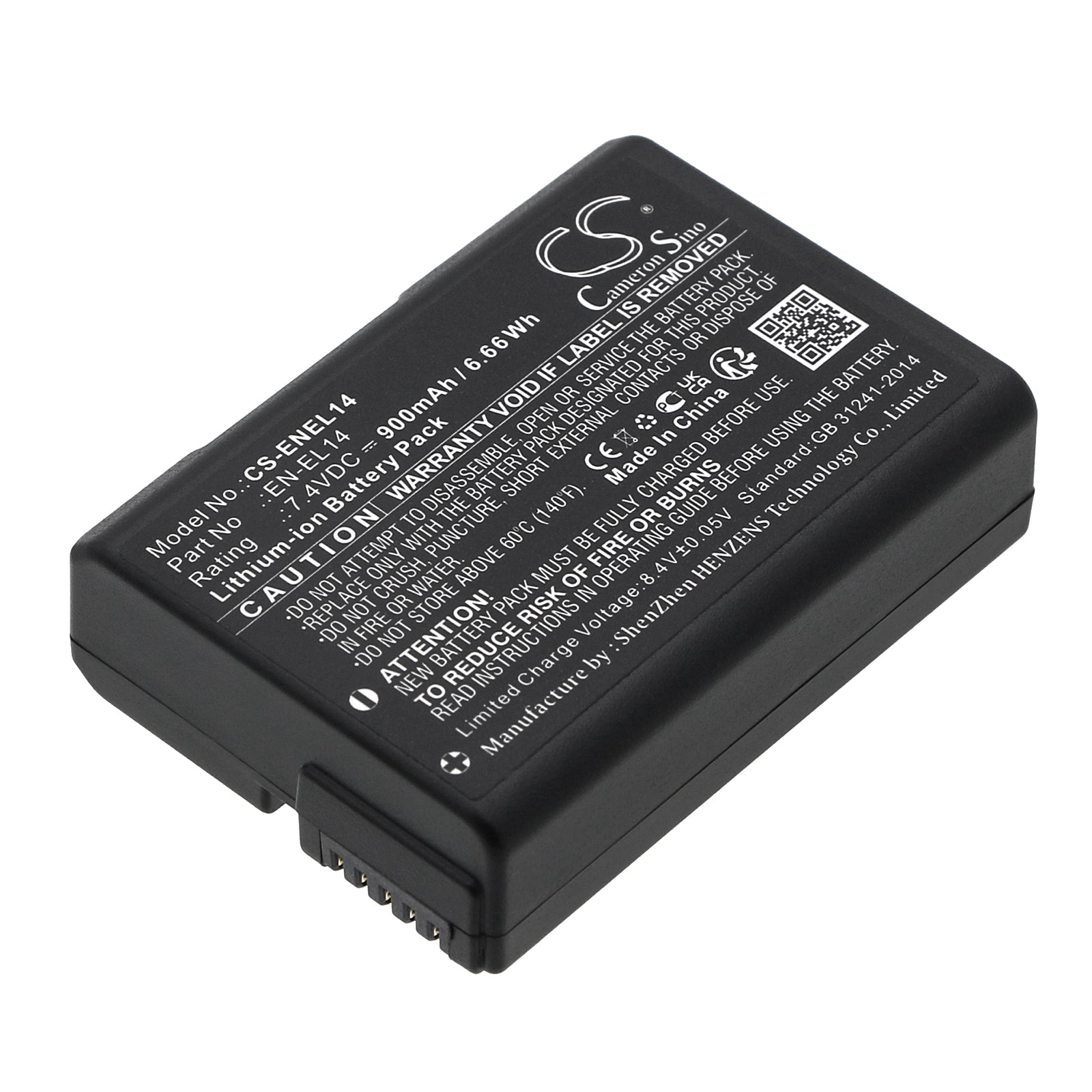 7.4V 900mAh Replacement Battery for Nikon Coolpix P7000, P7100 & DSLR D3100, D3200, D5100 Cameras - EN-EL14 Compatible
