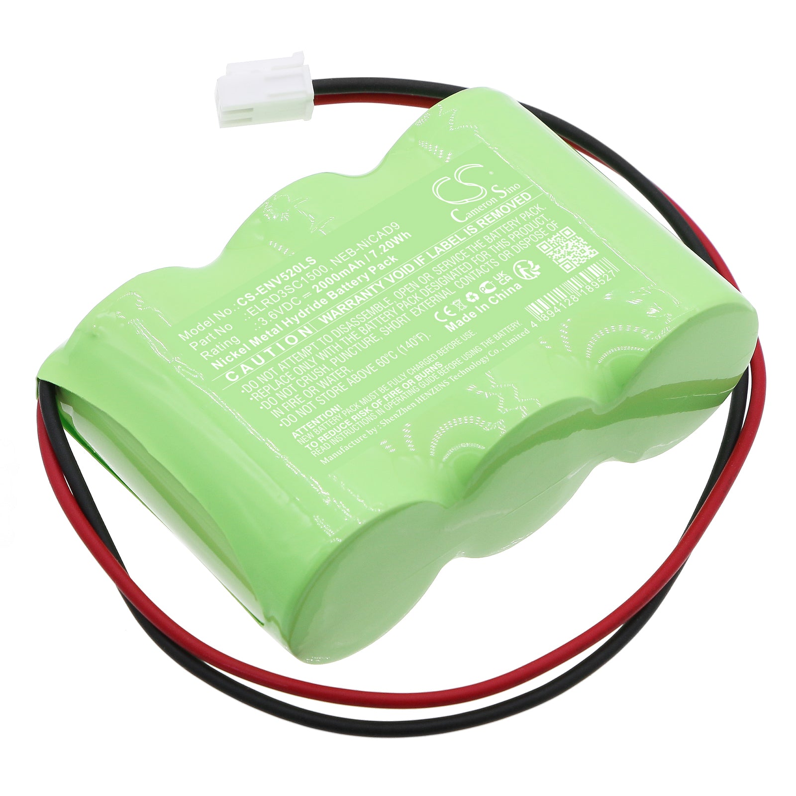 ELRO NV52 Emergency Light Battery Replacement - 3.6V 2000mAh Ni-MH Rechargeable - Compatible with ELRD3SC1500 & NEB-NiCAD9
