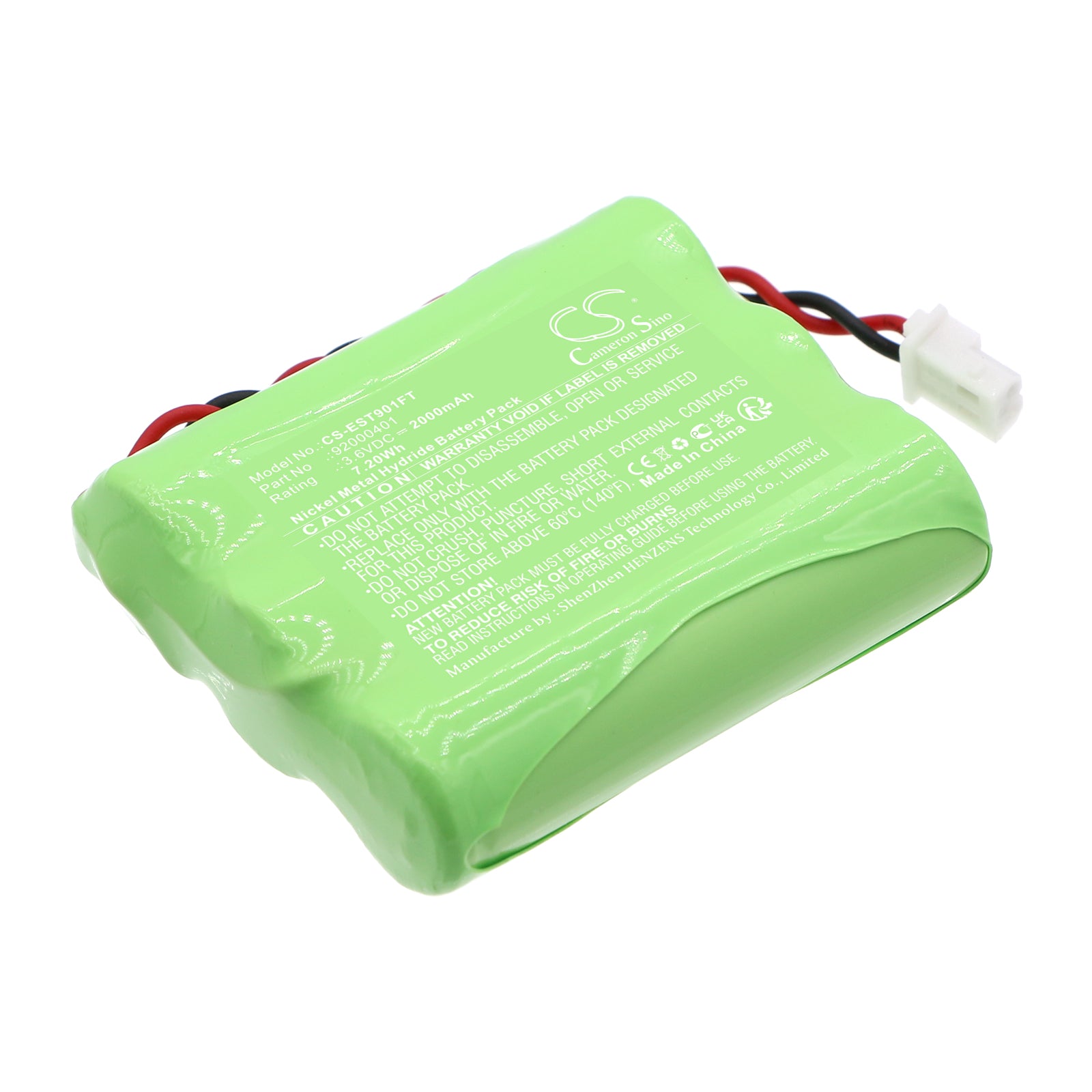 2000mAh 3.6V Ni-MH Solar Light Battery Replacement for Esotec 901021, 101100, 92000401 - 50.8x43x14.5mm
