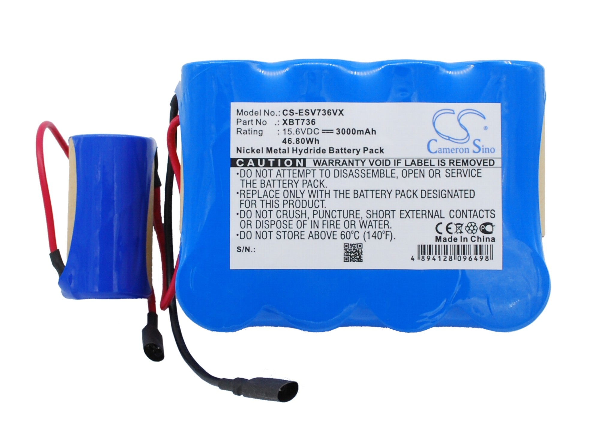 15.6V 3000mAh Ni-MH Replacement Battery for Euro Pro SV736 & Shark SV736 Vacuum Cleaners - Extended Life
