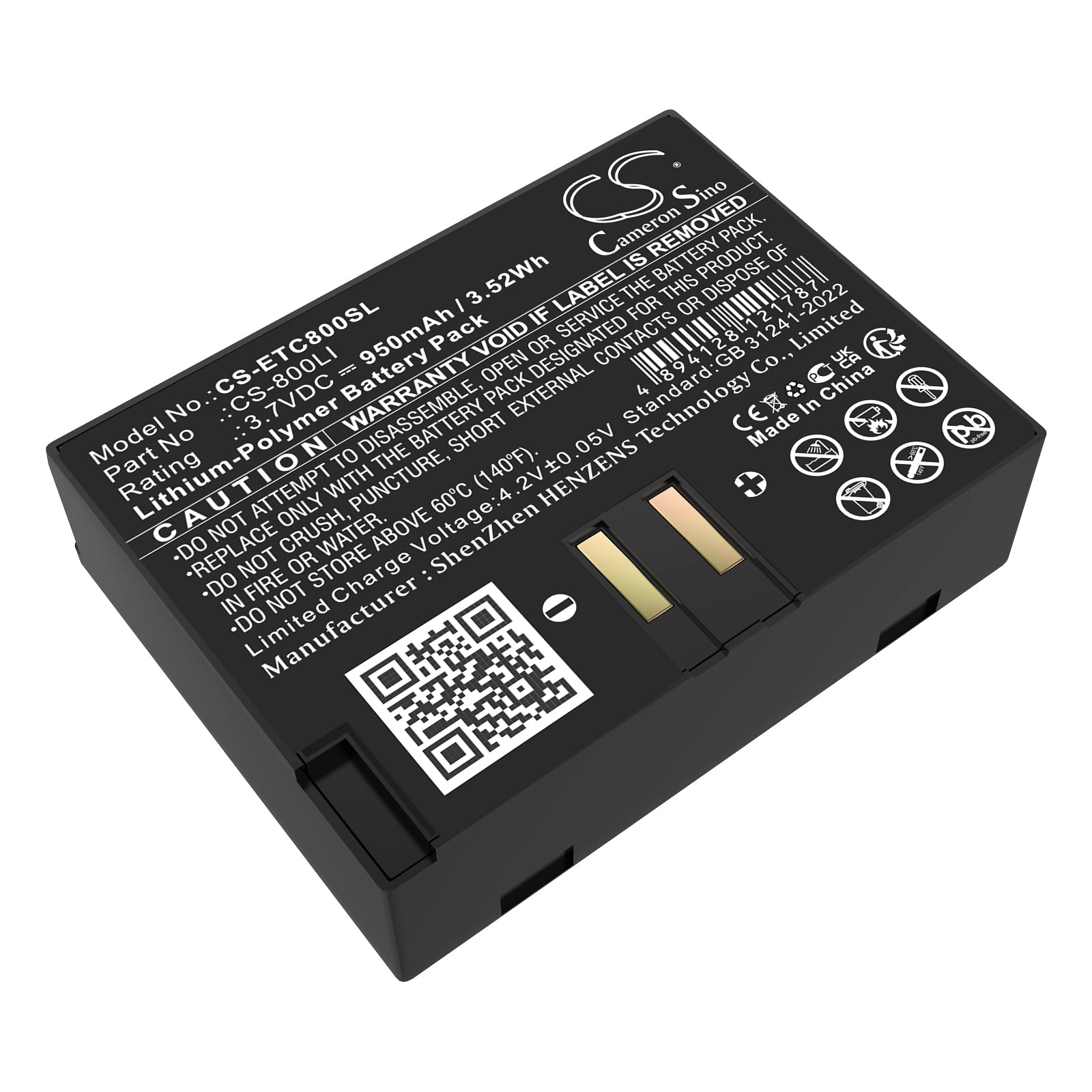950mAh Replacement Battery for Eartec ComStar Wireless Headsets: 3.7V Li-Polymer, CS-800LI Compatible 
