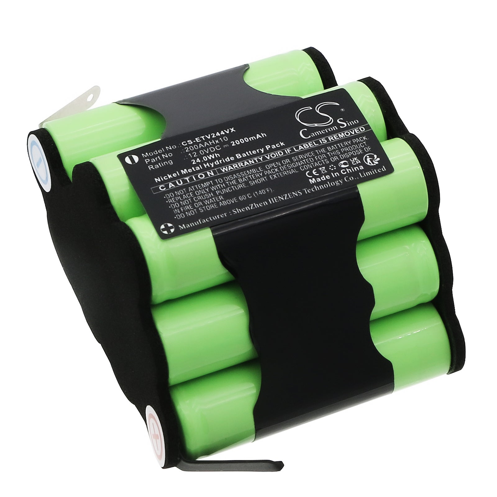 12V 2000mAh NiMH Replacement Battery for ETA 2442 Verto Vacuum - Compatible with 2442 90000/01/02

