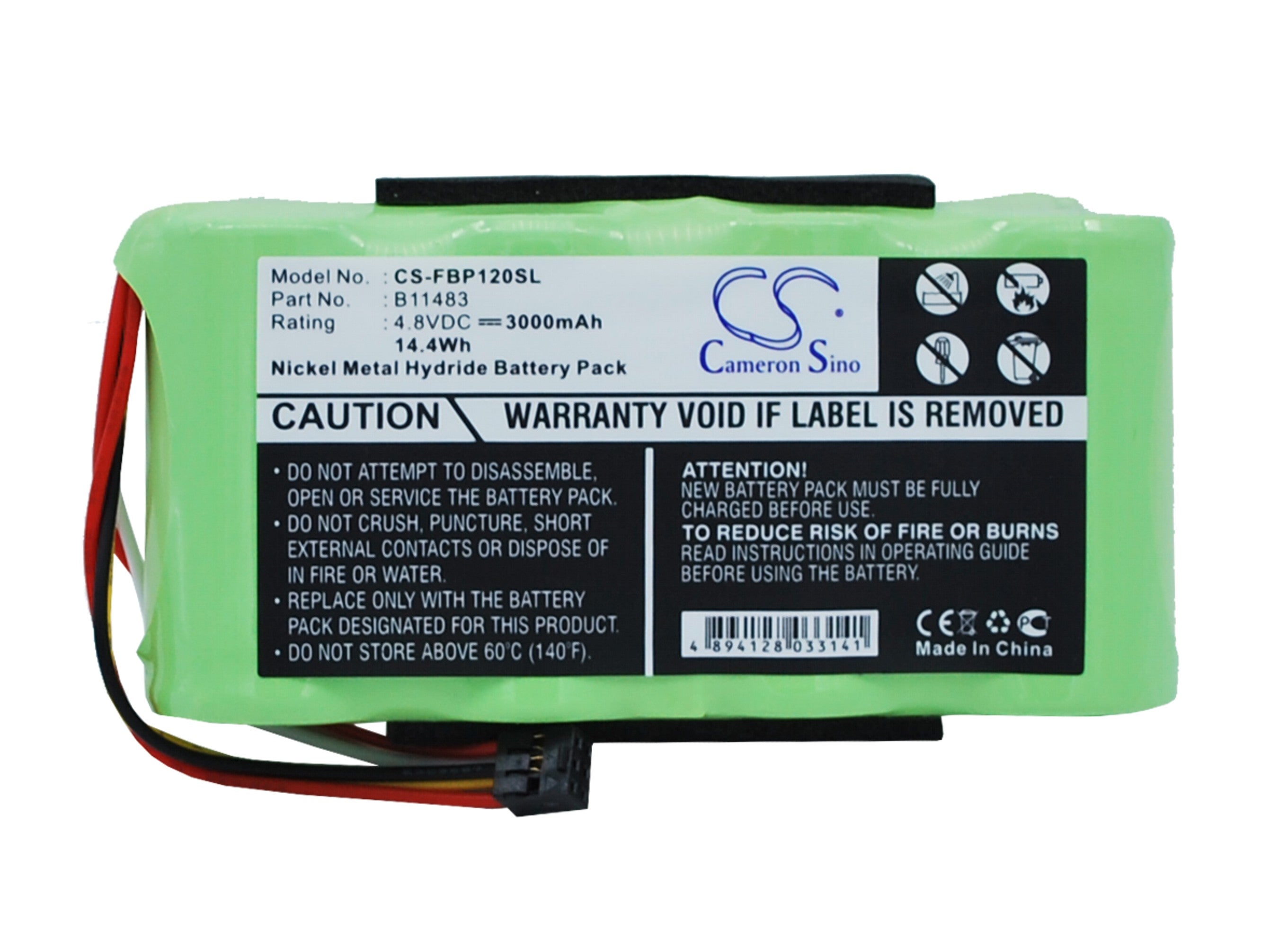 4.8V 3000mAh Ni-MH Replacement Battery for Fluke 120, 43, 43B, 123, 123S Scopemeters & BP120 Quality Analyzers
