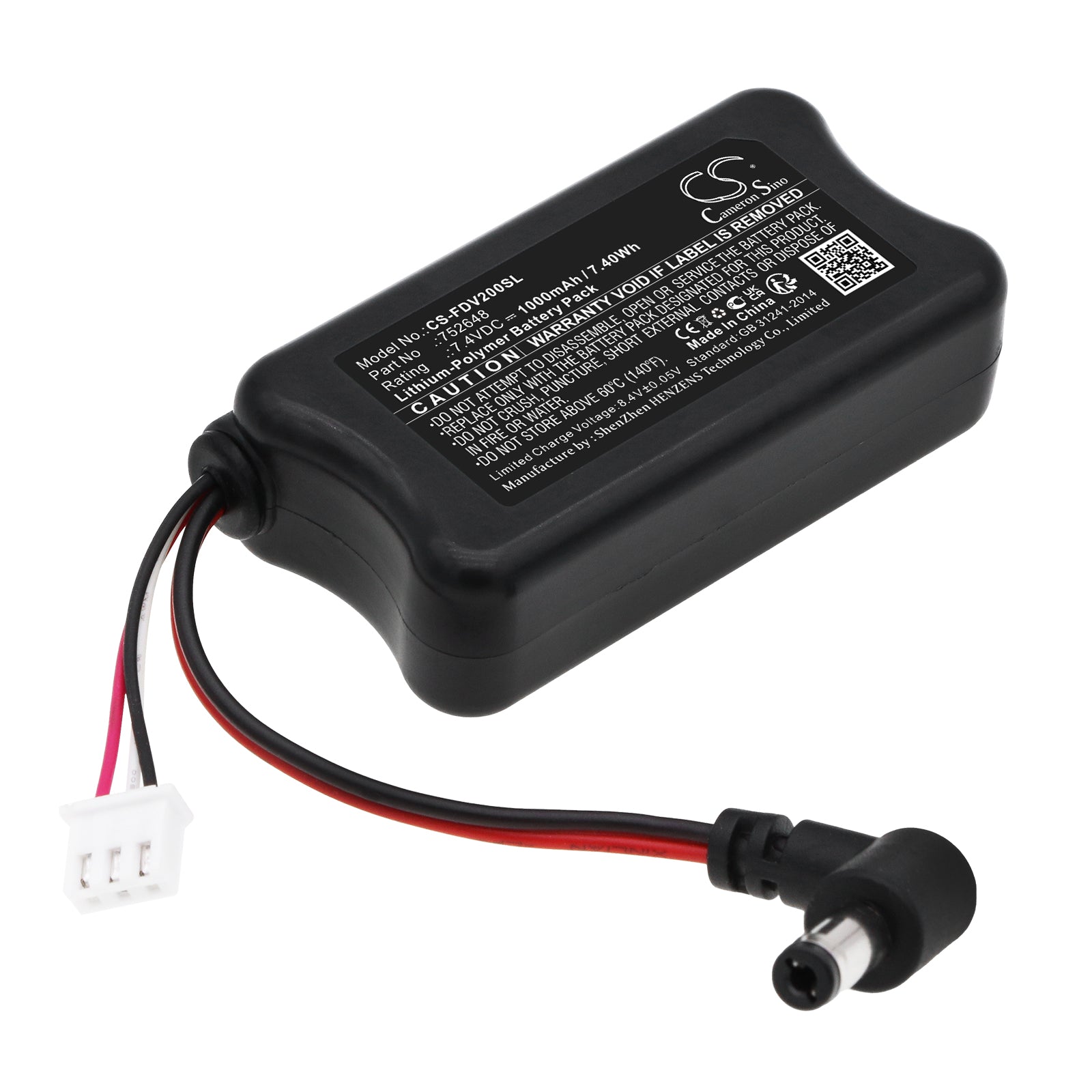 1000mAh 7.4V LiPo Battery Upgrade for Fatshark Dominator & Attitude FPV Goggles - Enhanced Flight Power
