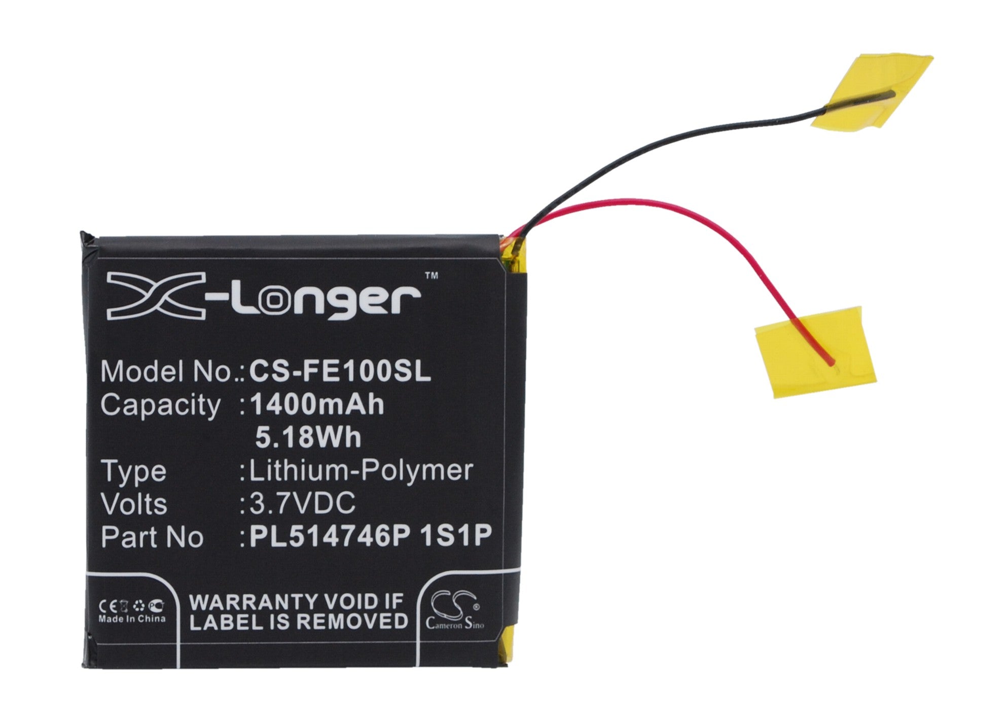 1400mAh Battery Replacement for Fiio E10, E10K, E11K Headphone Amps - 3.7V Li-Polymer - PL514746P
