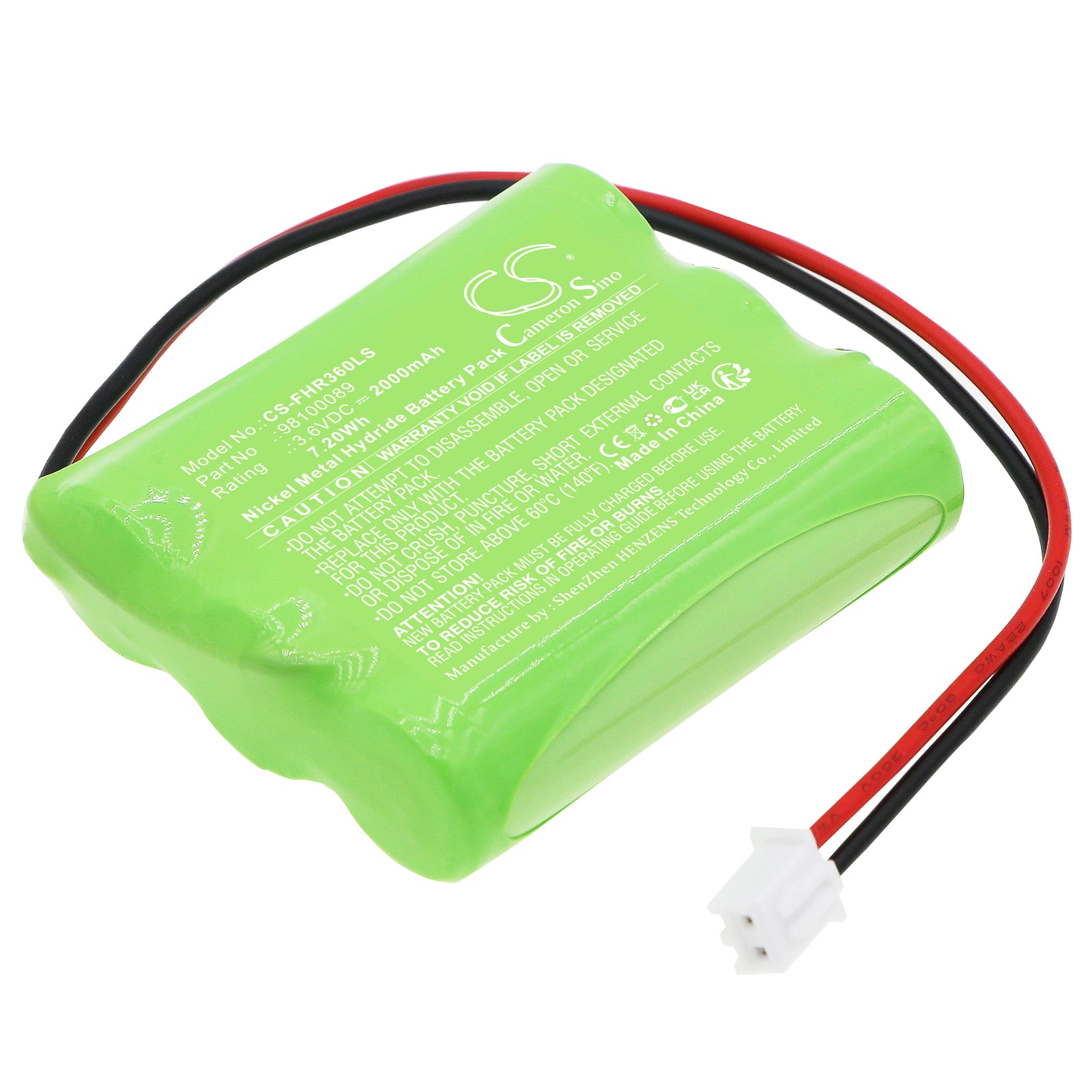 2000mAh 3.6V Ni-MH Emergency Light Battery for Fischer AP-0360-0100-AA-NC-01 - Reliable Backup Power, 50.8x42.8x14.6mm
