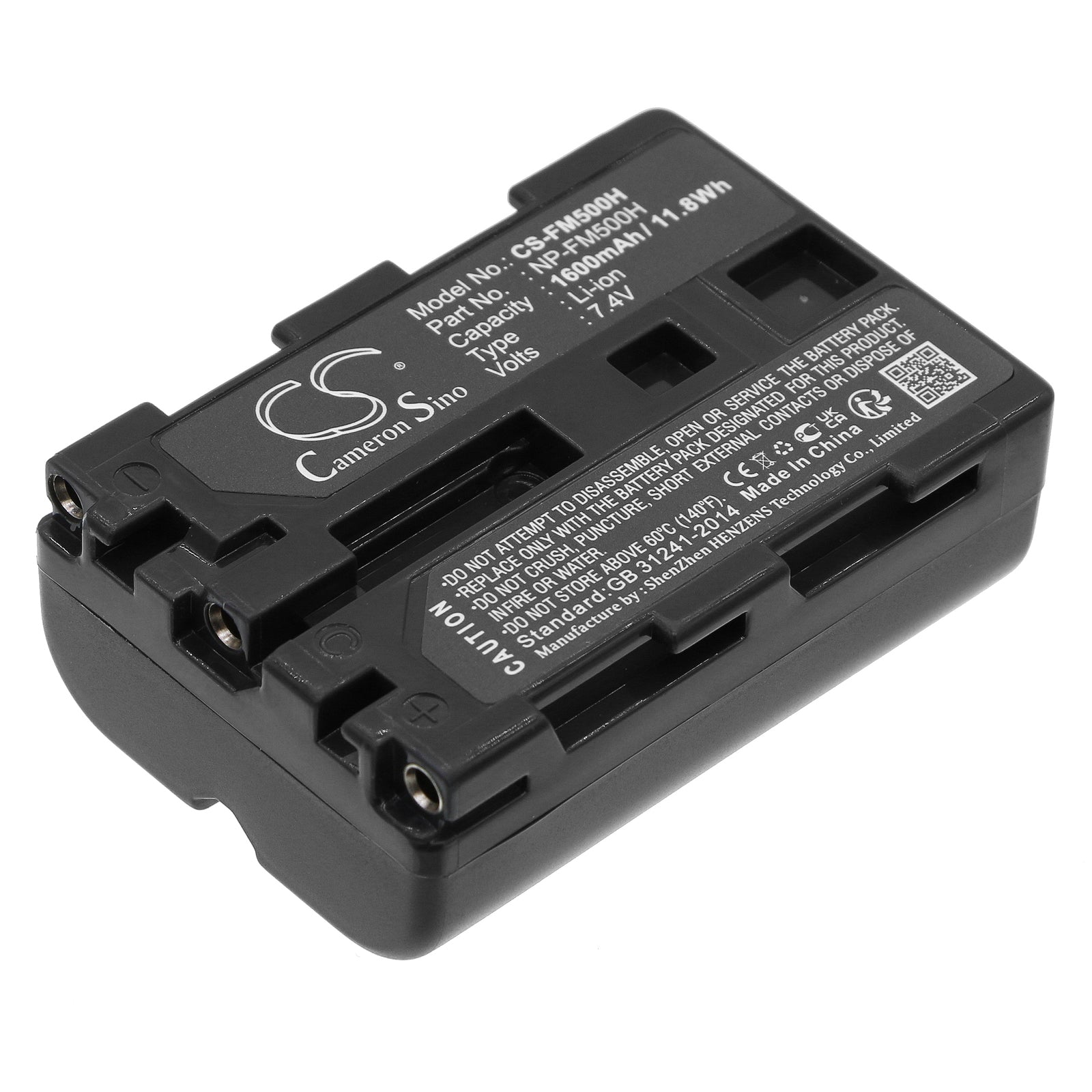 1600mAh Li-ion Replacement Battery for Sony Alpha & DSLR Cameras - 7.4V, 11.8Wh (NP-FM500H Compatible)
