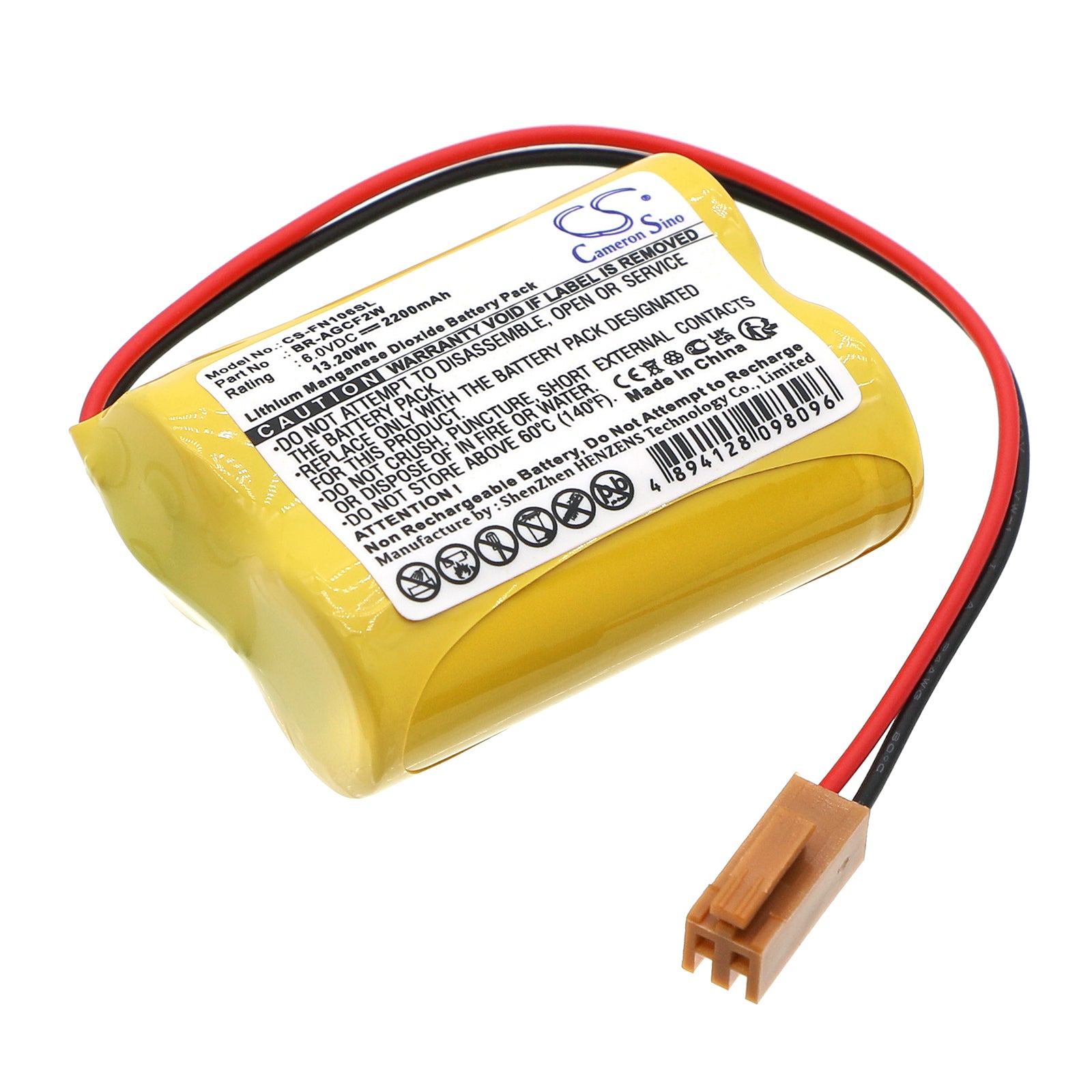 2200mAh 6V PLC Battery for GE Fanuc A06, Beta SVU/iSV Amps, A98L-0031-0011#L, BR-AGCF2W
