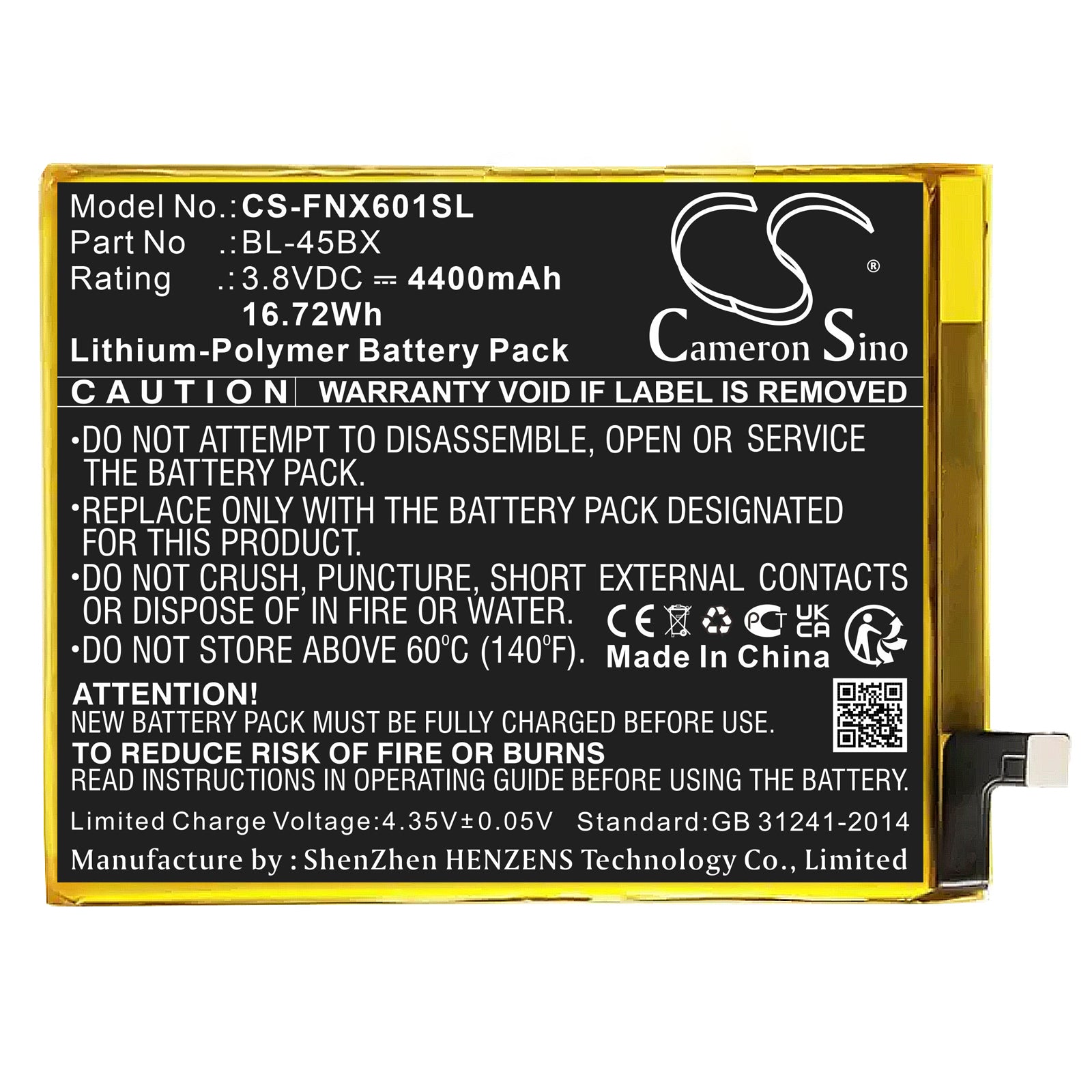 4400mAh Replacement Battery for Infinix Note 3 X601 - 3.8V Li-Polymer BL-45BX Smartphone Battery