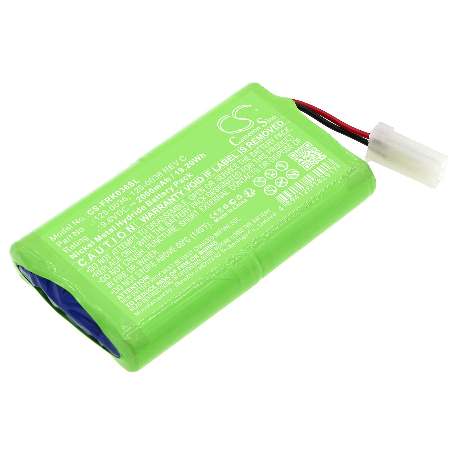 2000mAh 9.6V Ni-MH Replacement Battery for Franklin Celltron Ultra & Grid C090 Ultra Testers - Fits 125-0036
