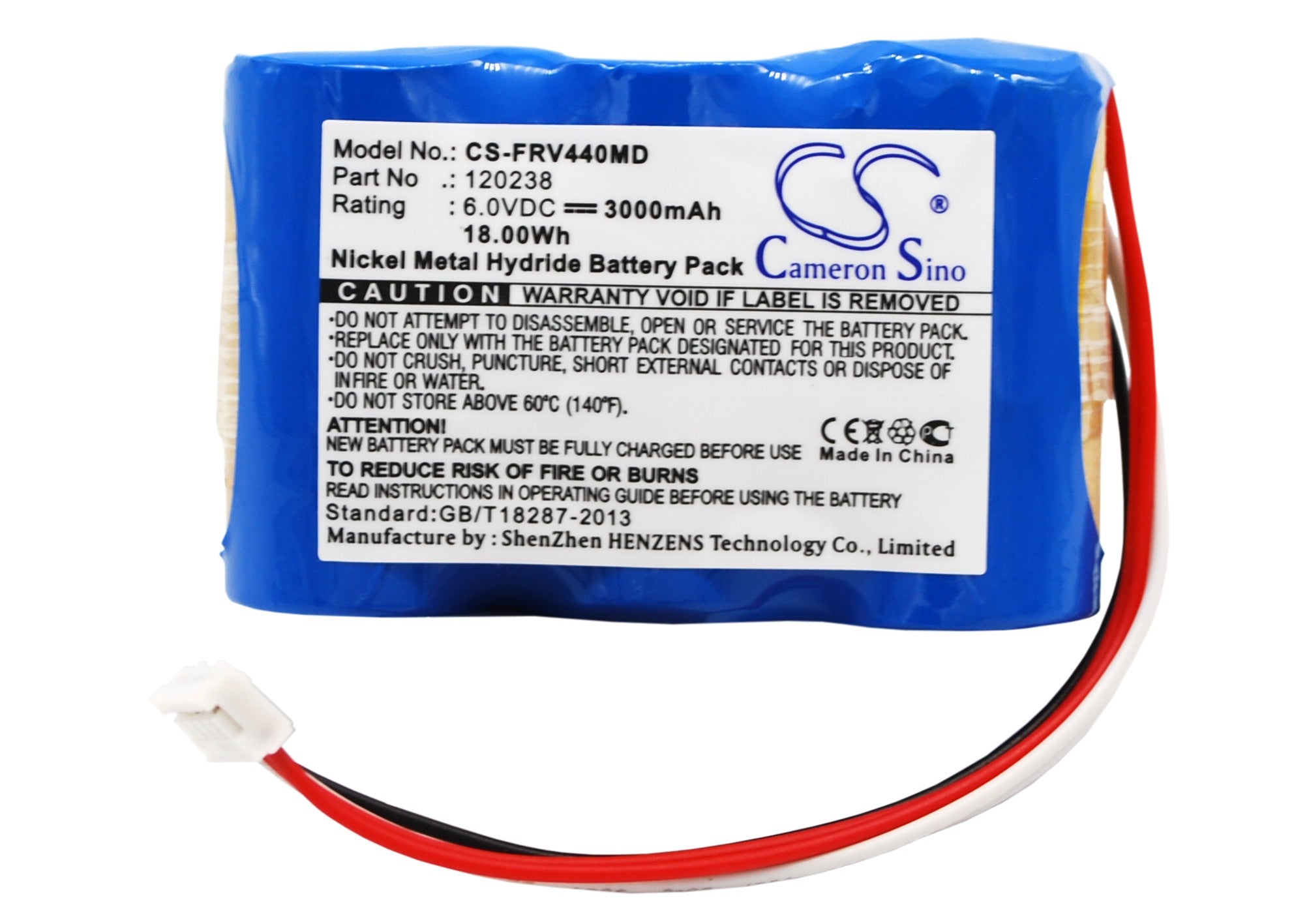 6V 3000mAh Ni-MH Battery for Fresenius Vial/Optima Infusion Pumps - Replacement for 120238, RC3000SC05AA
